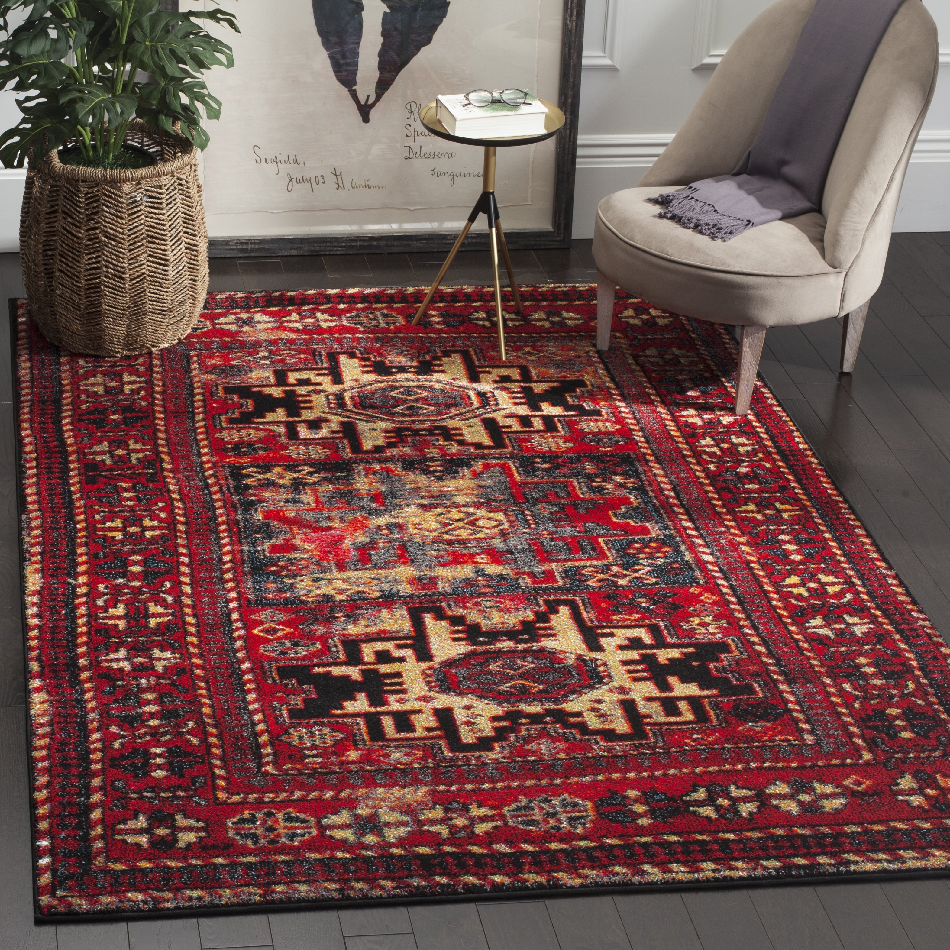 SAFAVIEH, Tapis Oriental Vintage Hamadan Lilla en détresse