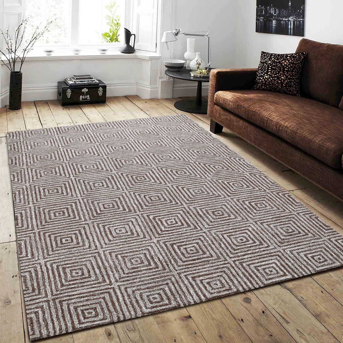 Tapis de luxe en laine abstraite fait main de George Towne Living Sara