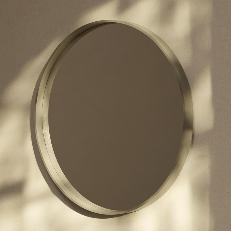 Miroir mural rond classique de style ferme avec cadre en bois