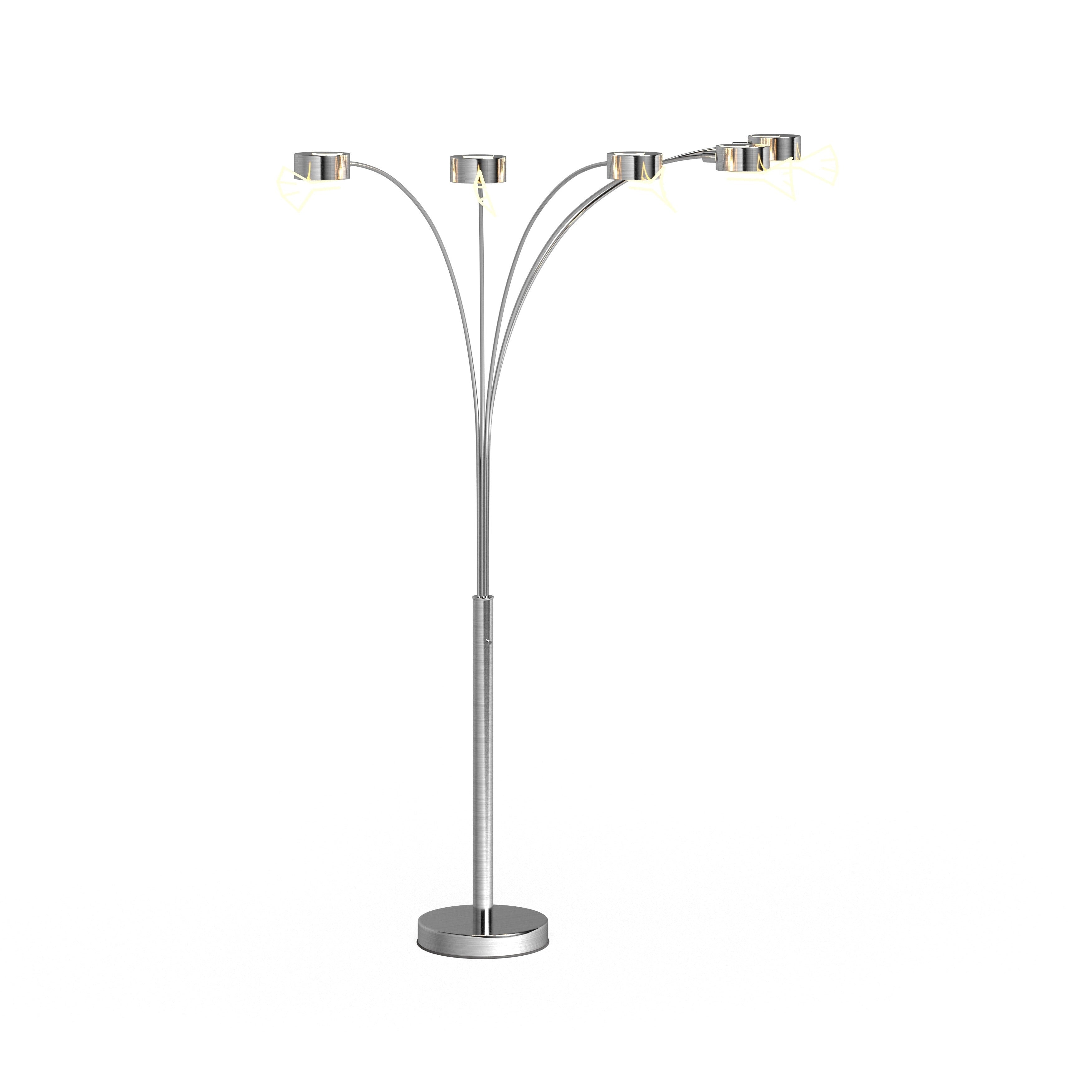 Lampadaire arqué en acier brossé Charlie de Strick & Bolton à 5 lumières