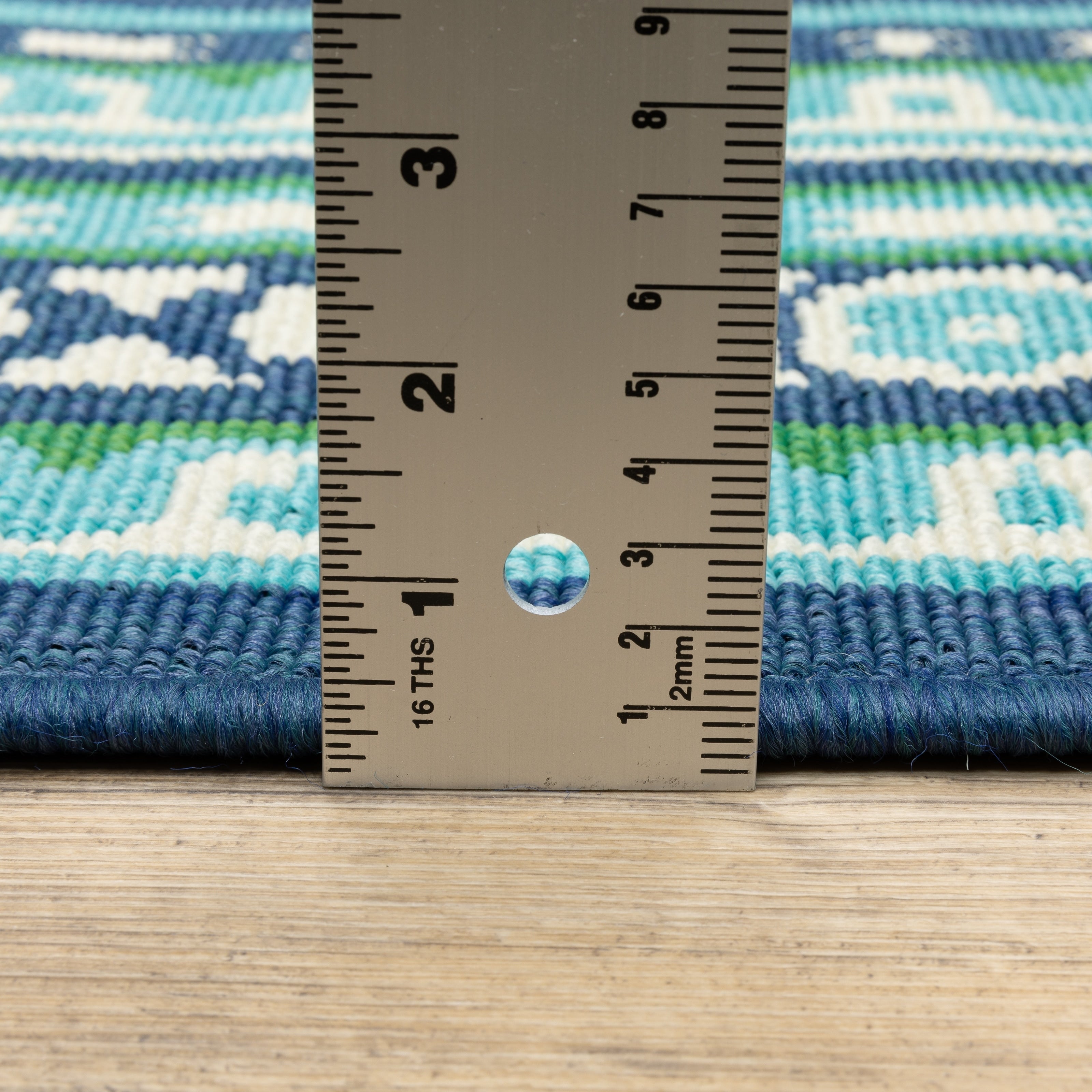 Tapis d'intérieur/extérieur Style Haven Martinque à bordure verte bleu marine ~