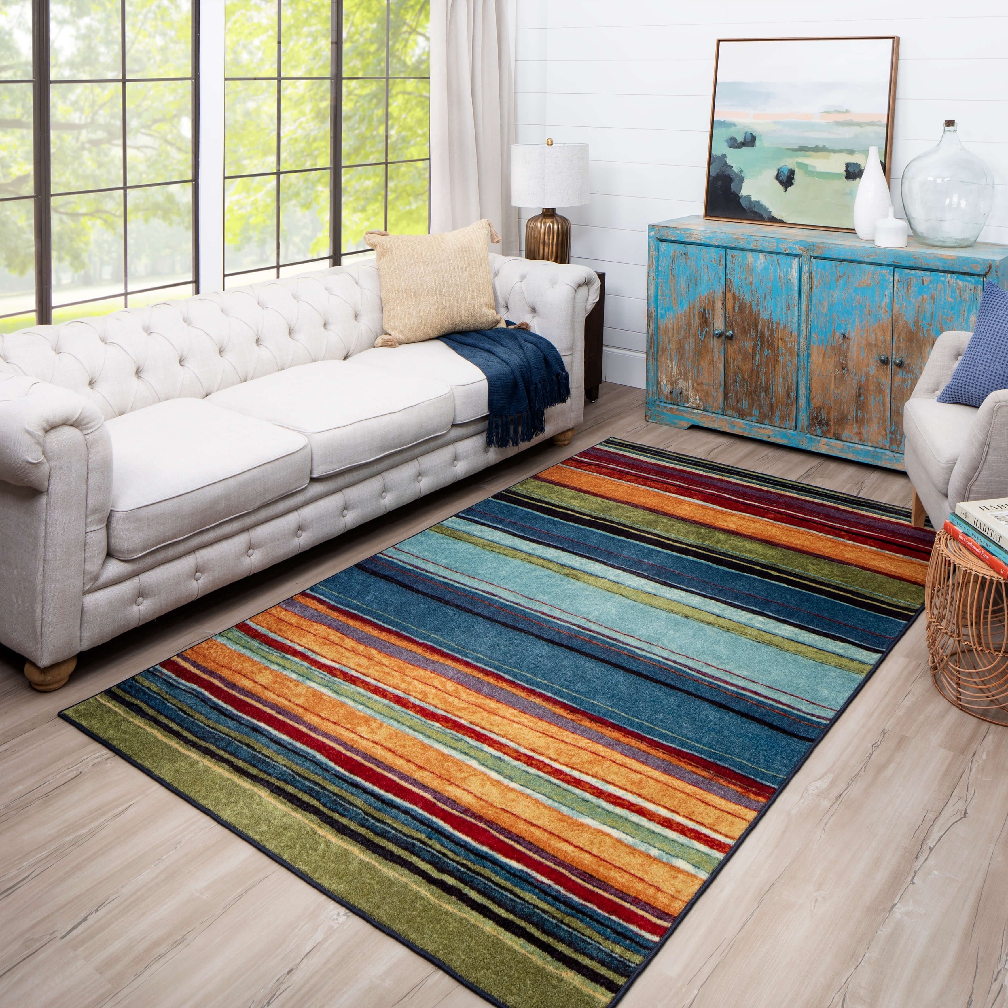 Tapis bohème rayé multicolore Sultan Nomad Curated