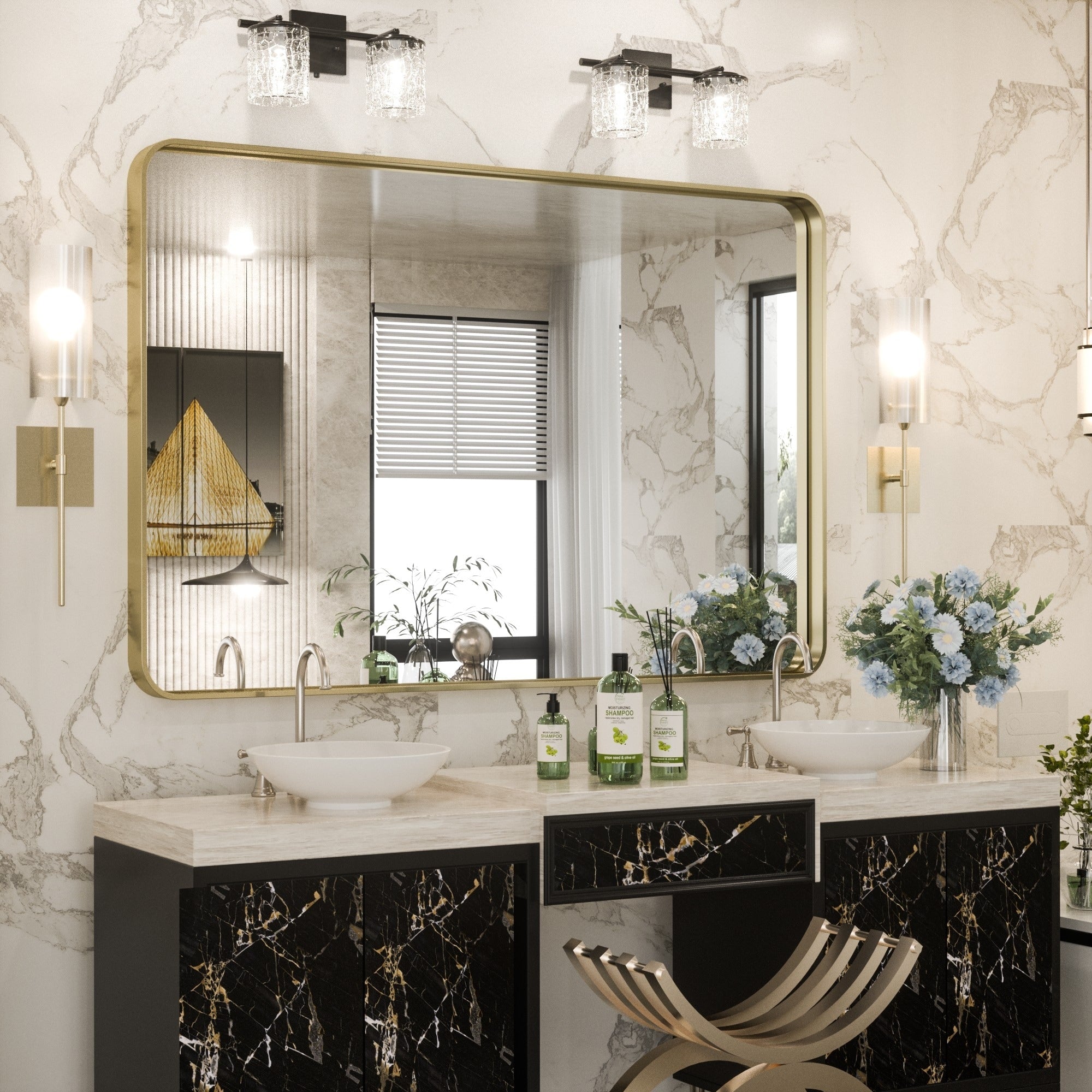 Miroir mural de salle de bain moderne à cadre en métal TokeShimi