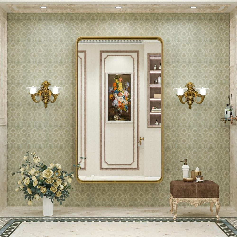 Miroir mural de salle de bain moderne à cadre en métal TokeShimi