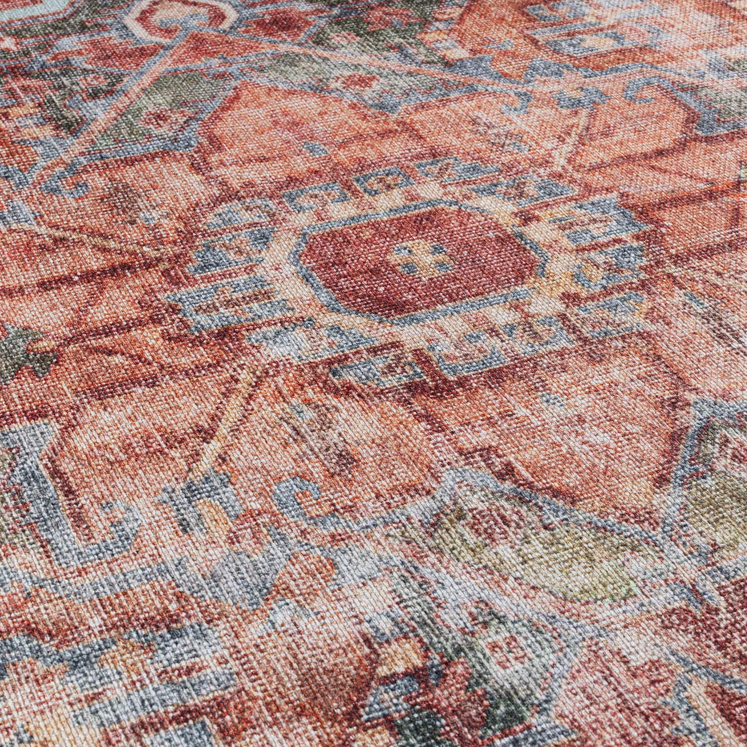 Tapis traditionnel vieilli lavable en machine