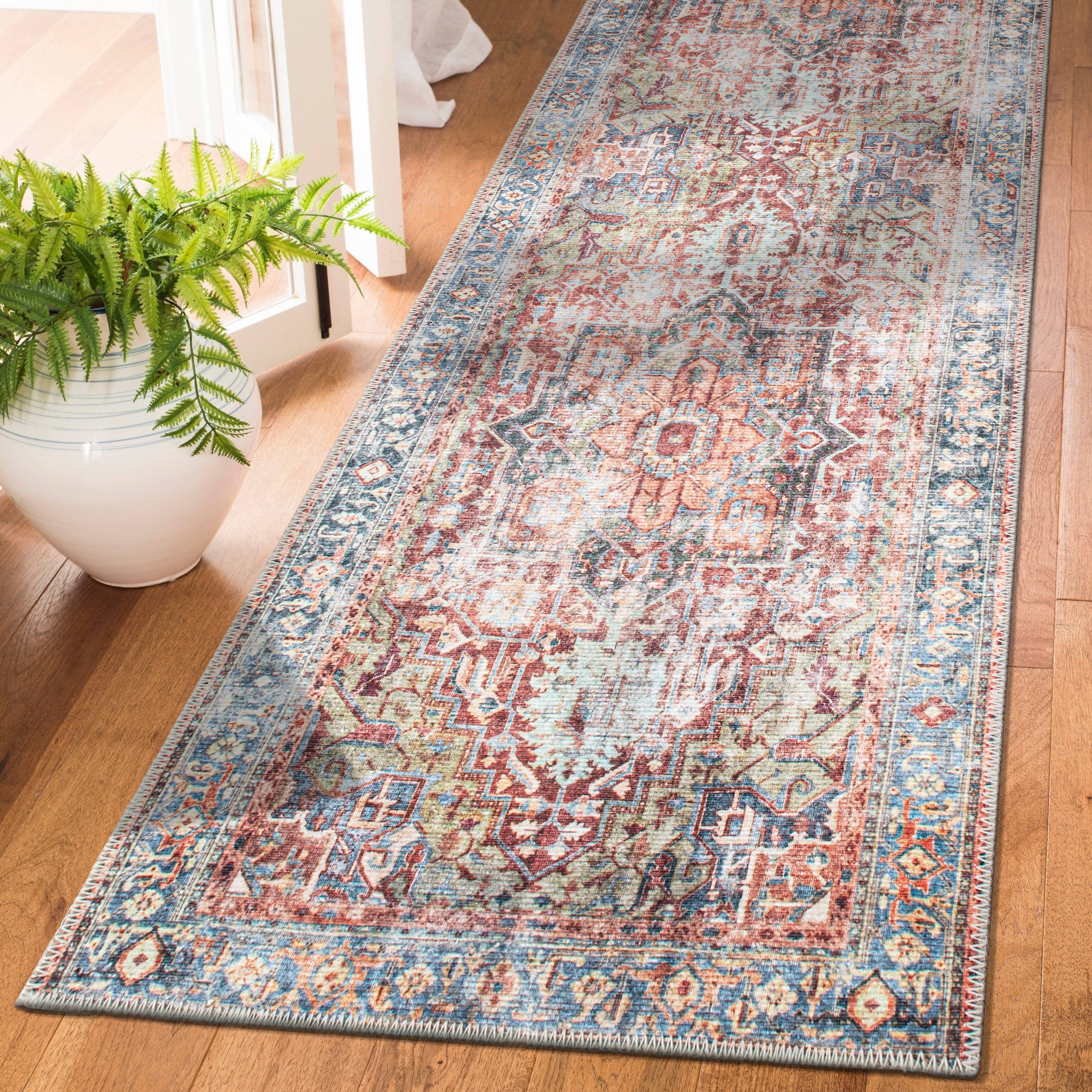 Tapis traditionnel vieilli lavable en machine