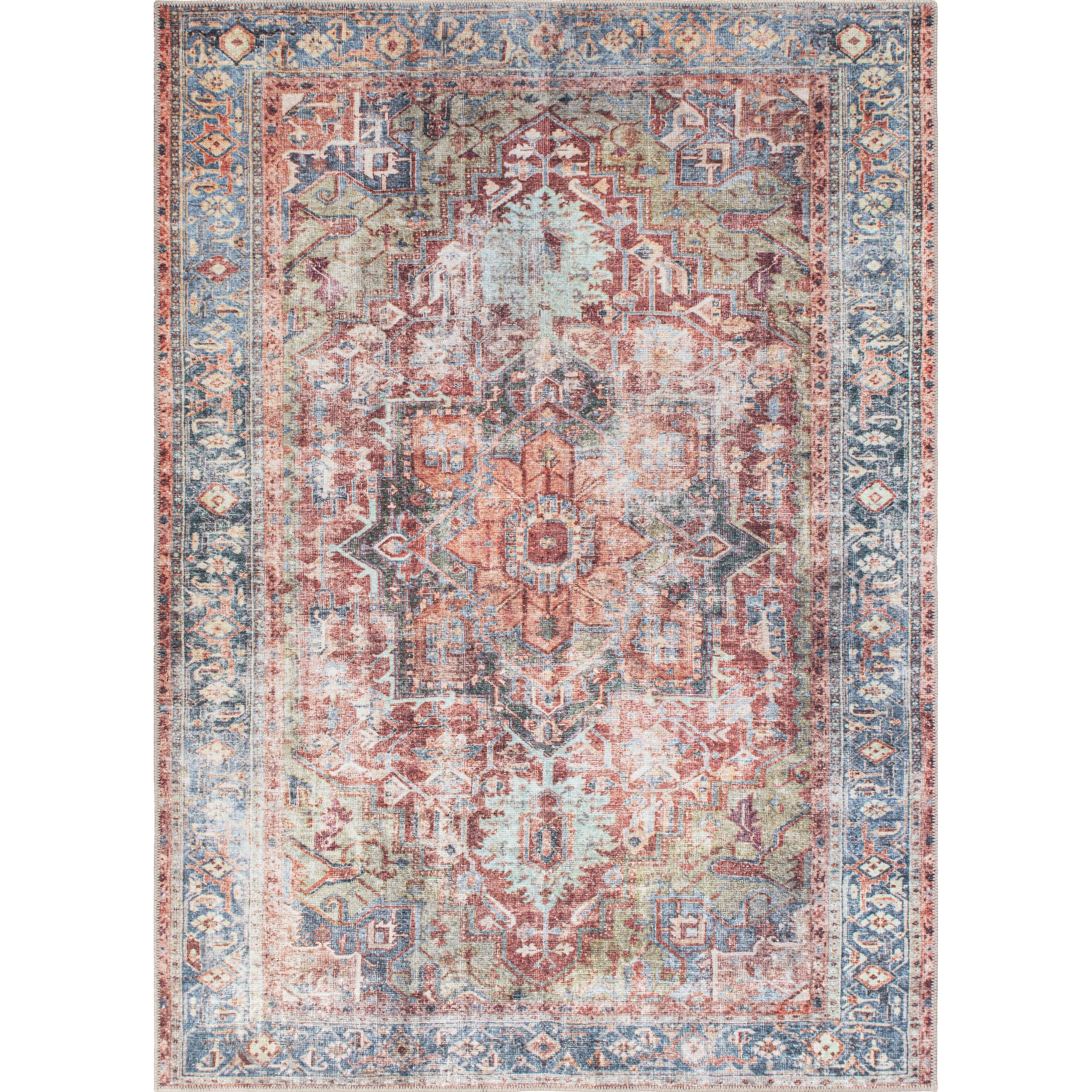 Tapis traditionnel vieilli lavable en machine