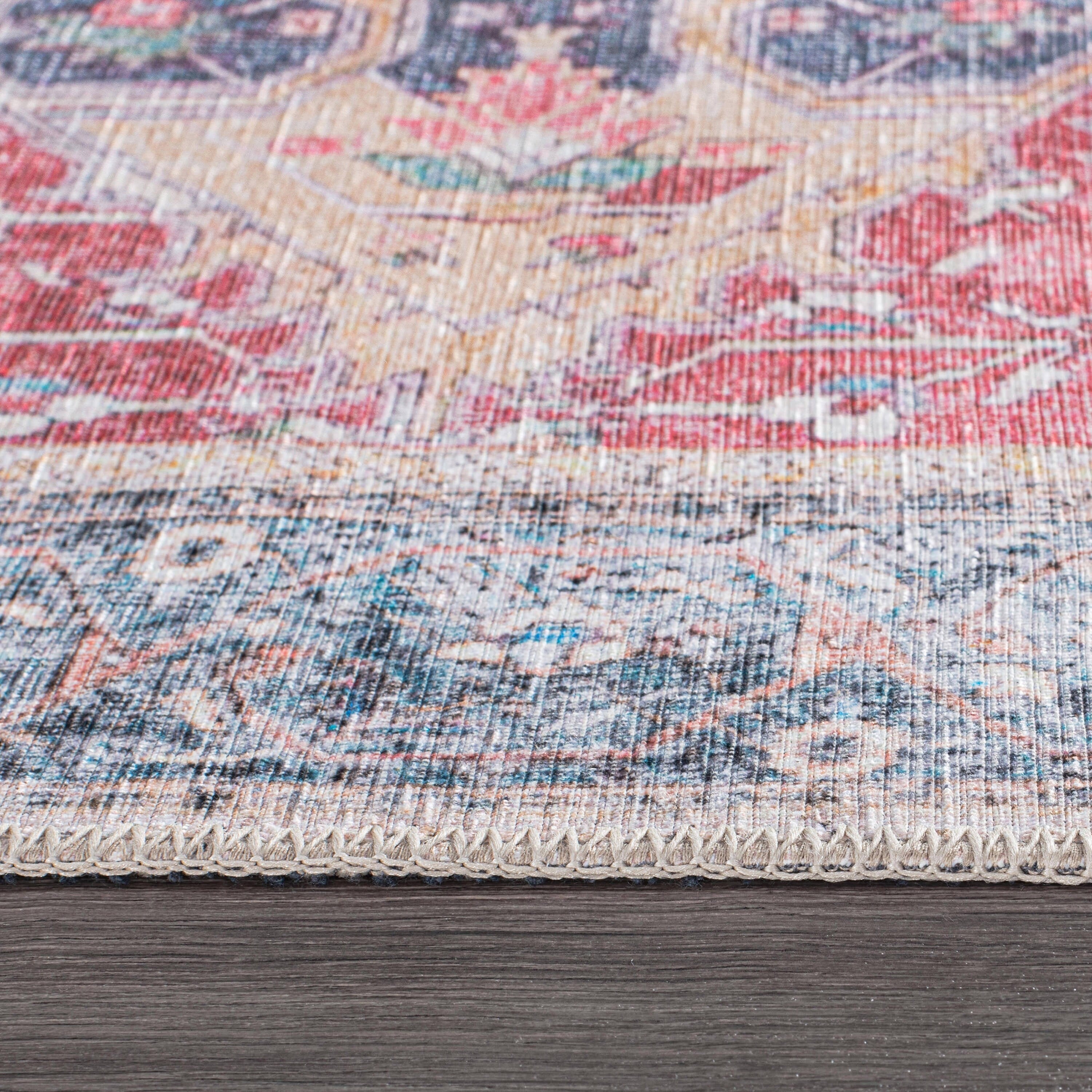 Tapis multi-surfaces traditionnel, vintage et vieilli, lavable en machine