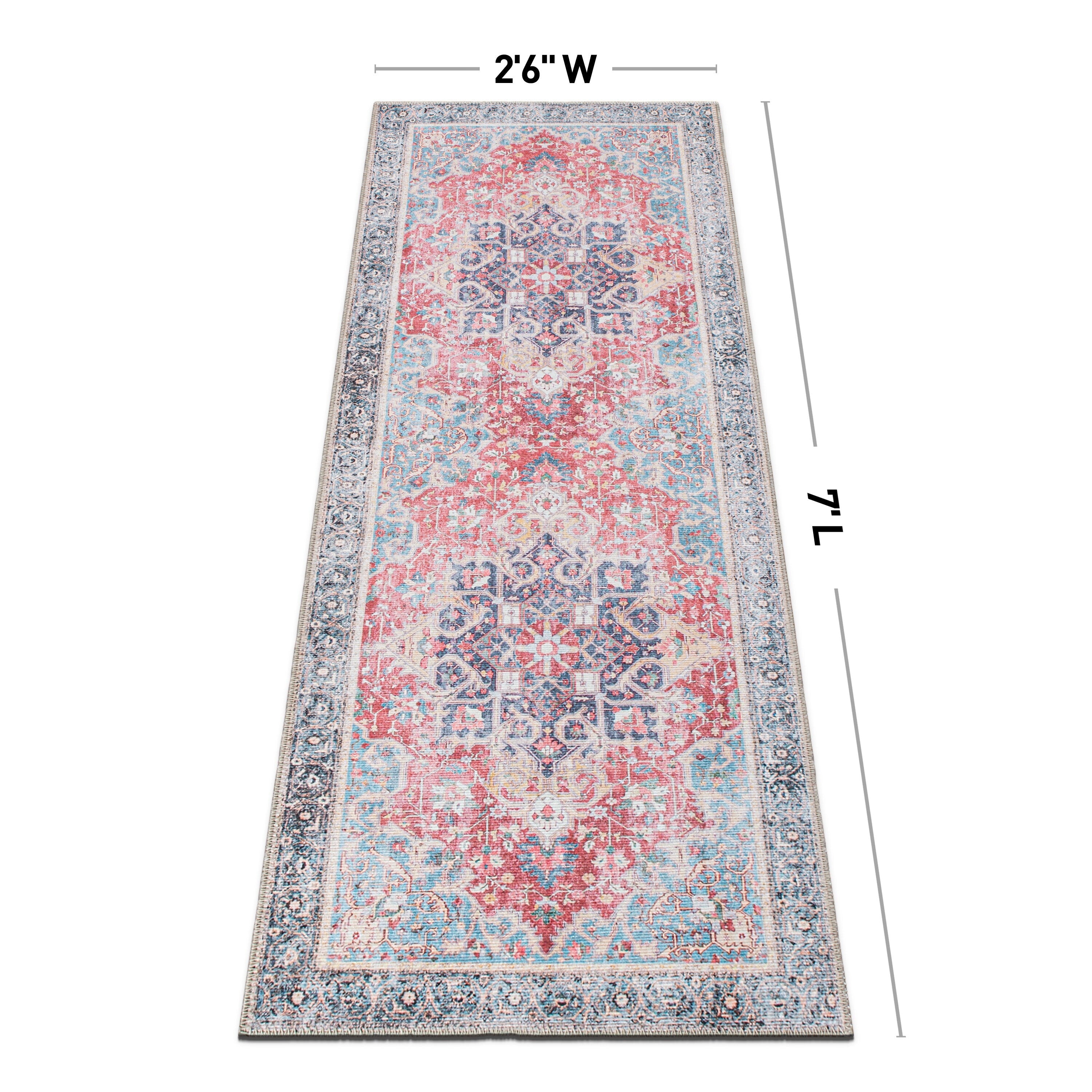 Tapis multi-surfaces traditionnel, vintage et vieilli, lavable en machine