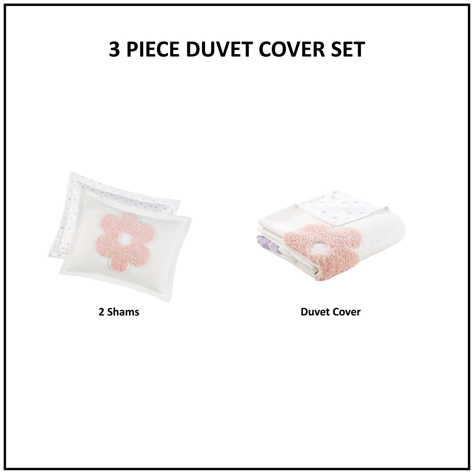 Parure de lit réversible en chenille touffetée à motif floral Madeline pour enfants au design intelligent