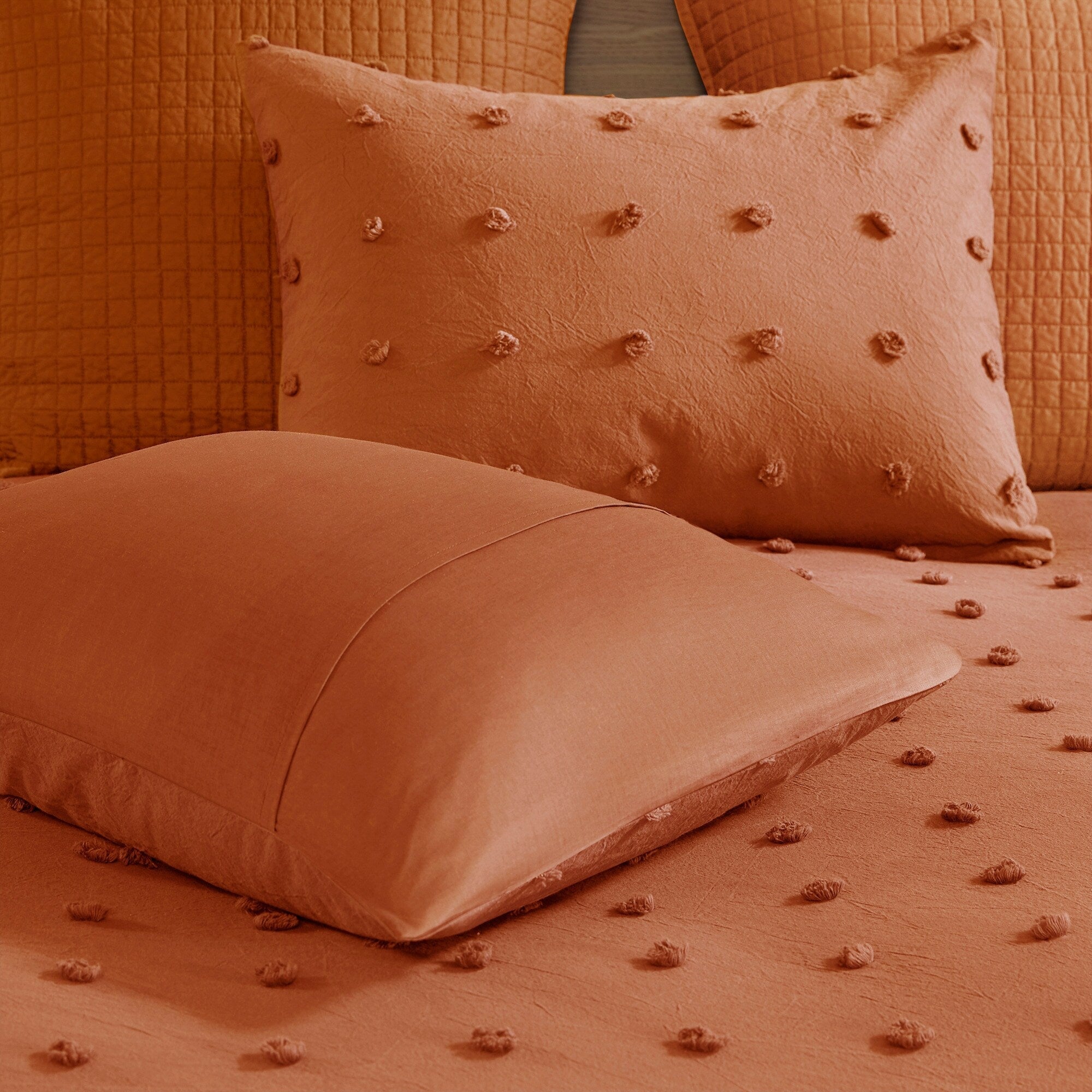 Parure de lit en jacquard de coton et maïs au design intelligent avec taies d'oreiller et coussins décoratifs