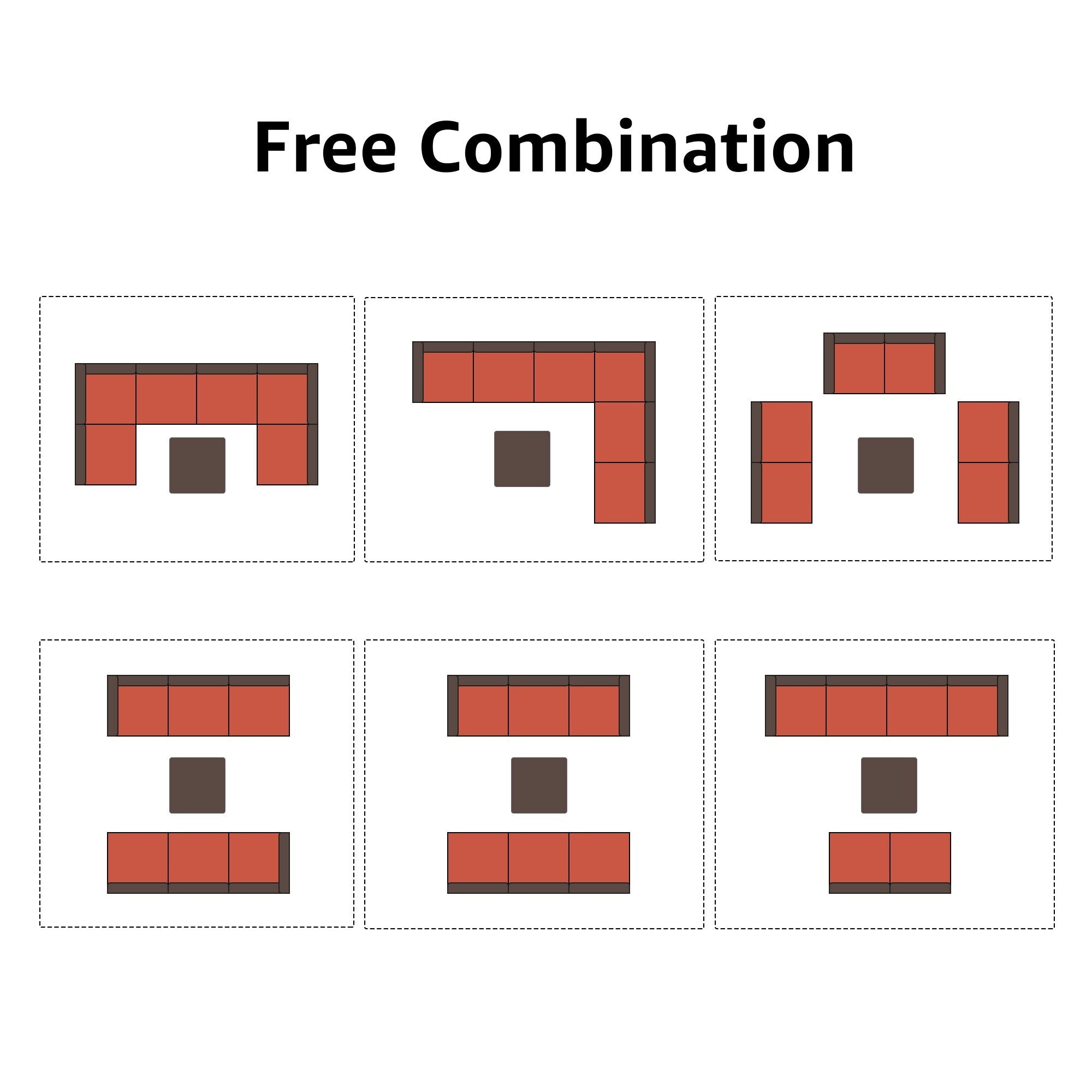 Ensemble de canapés d'extérieur sectionnels rembourrés en osier et acier, 7 pièces