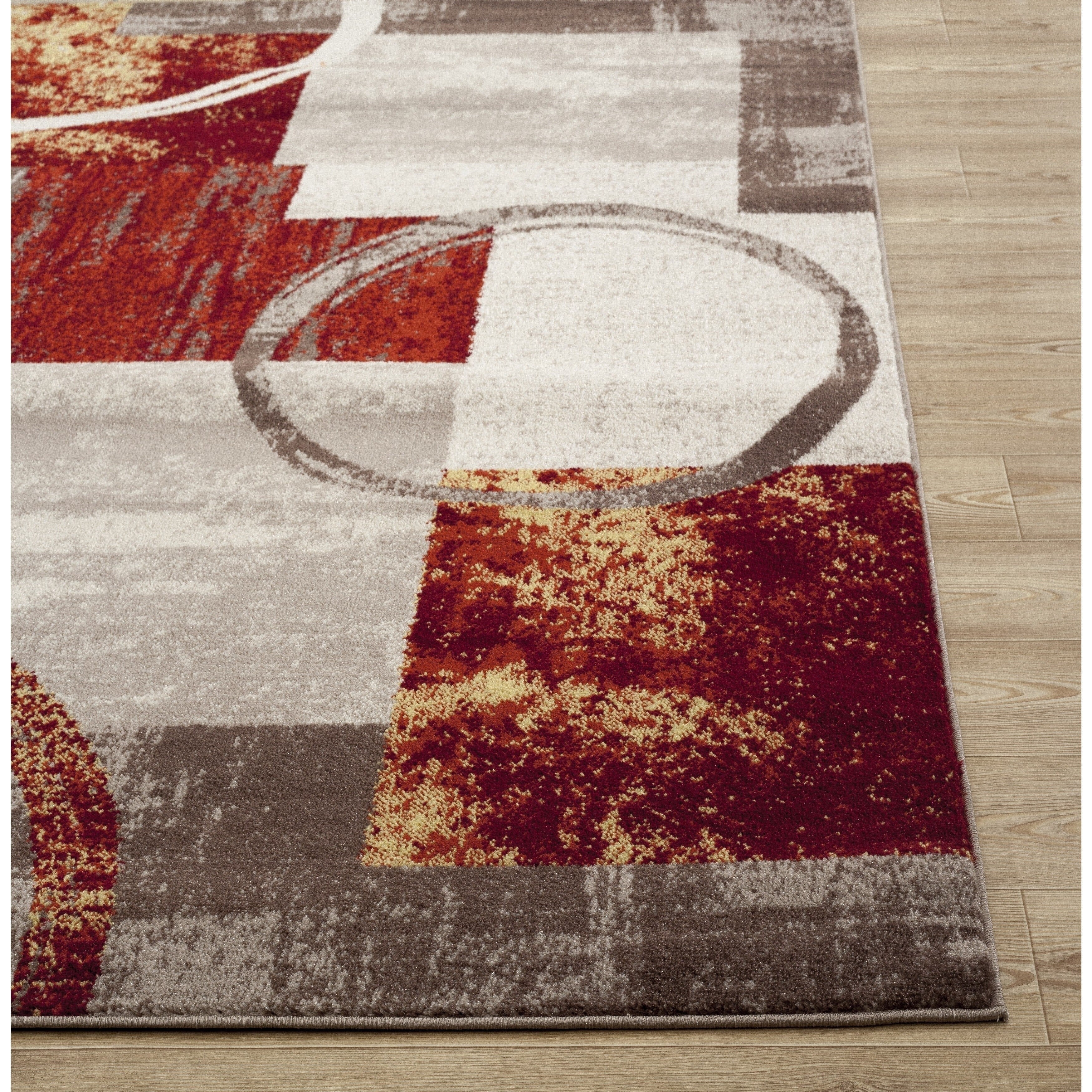 Tapis circulaire abstrait en polypropylène fabriqué à la machine, World Rug Gallery