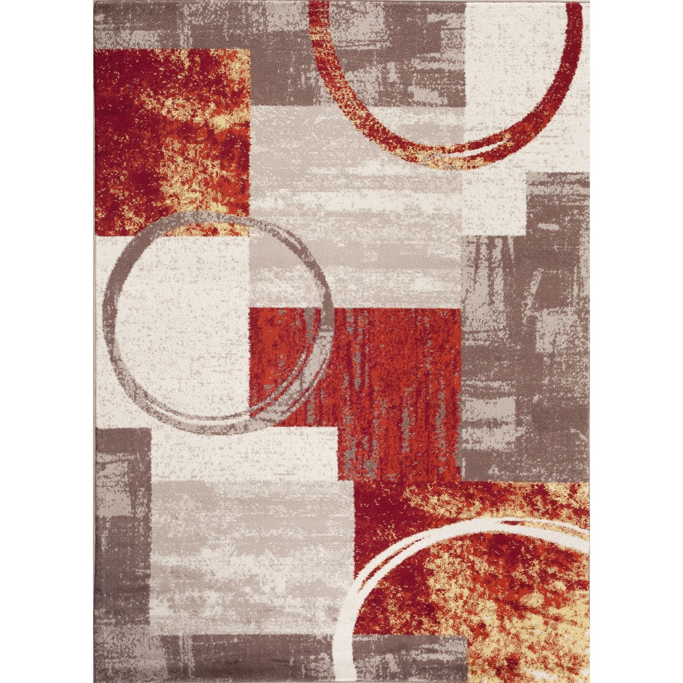 Tapis circulaire abstrait en polypropylène fabriqué à la machine, World Rug Gallery
