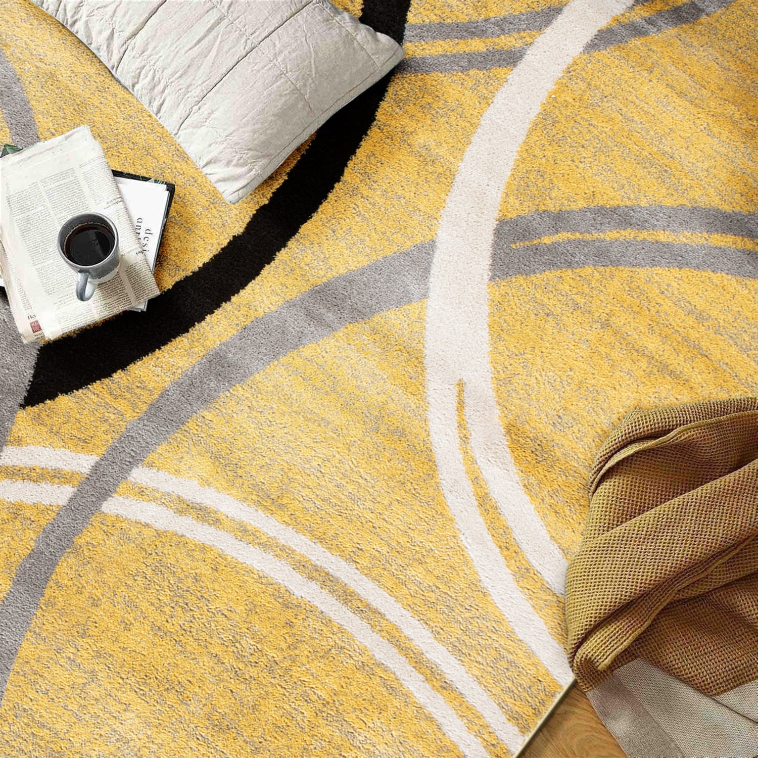 Tapis contemporain à motifs abstraits de cercles de la World Rug Gallery