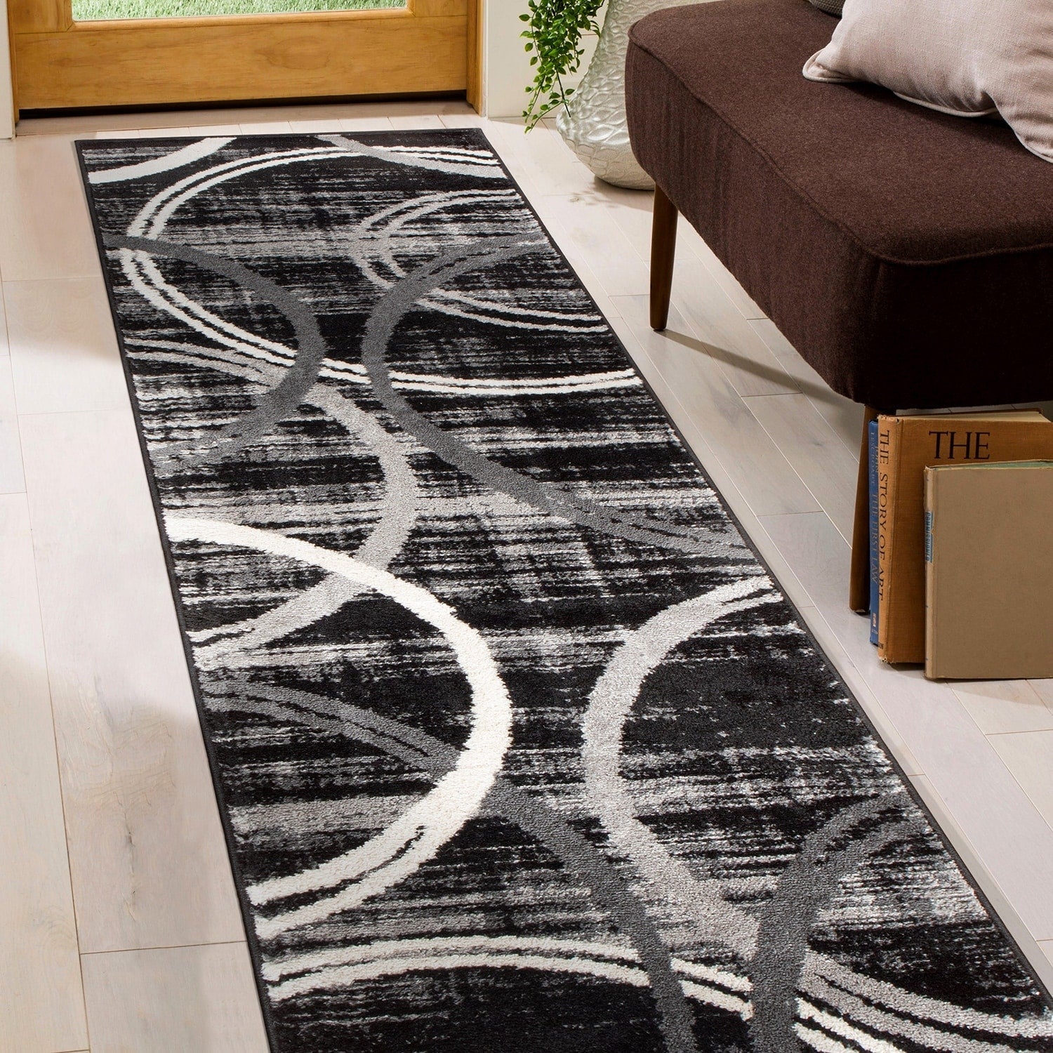 Tapis contemporain à motifs abstraits de cercles de la World Rug Gallery