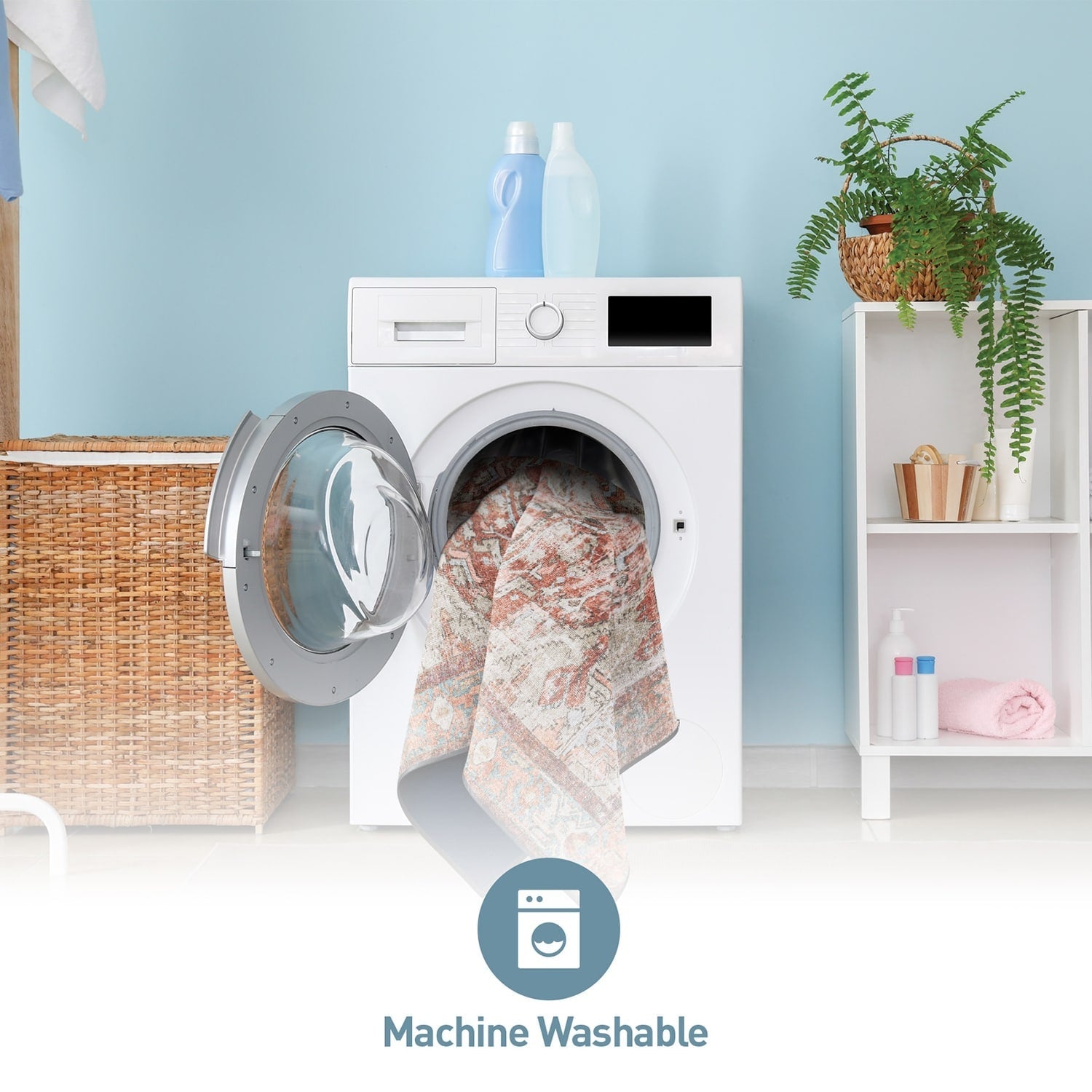 Tapis antidérapant lavable en machine à motif médaillon bohème vintage World Rug Gallery