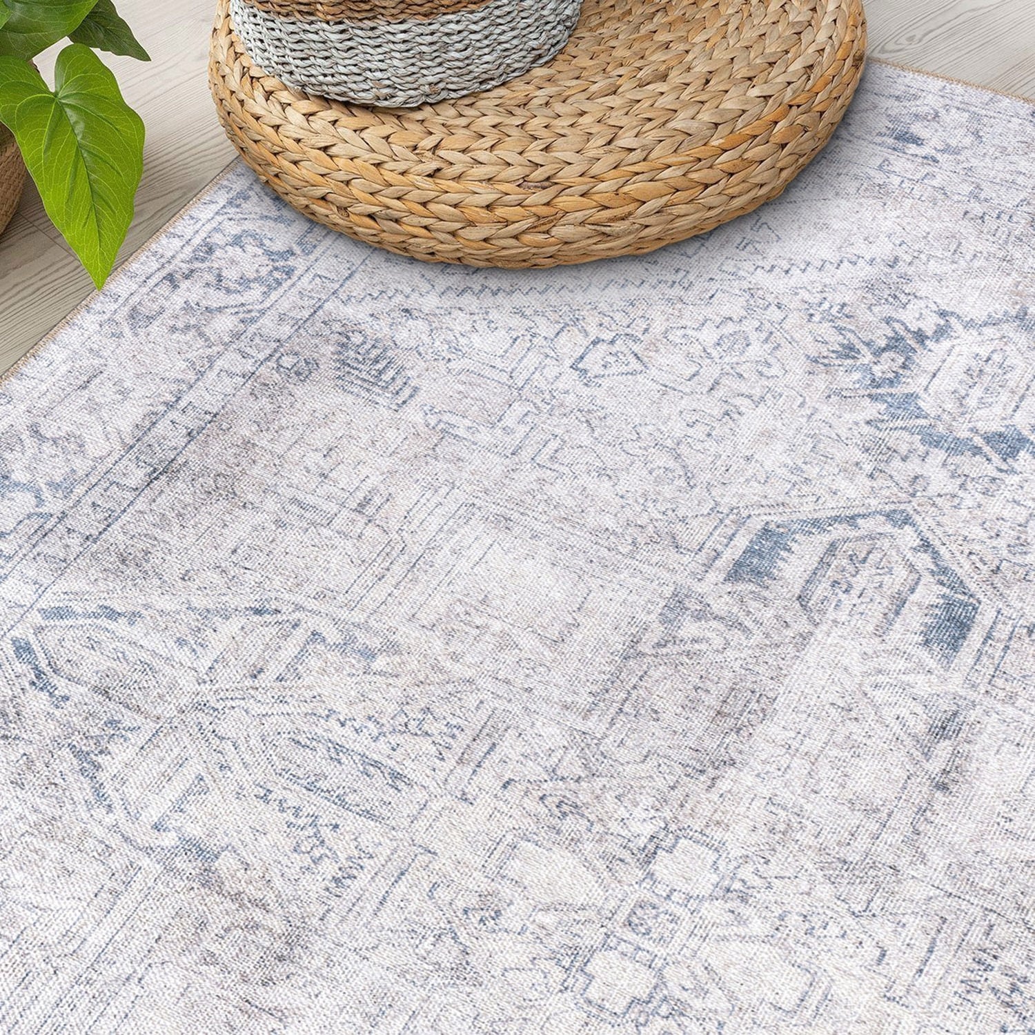 Tapis antidérapant lavable en machine à motif médaillon bohème vintage World Rug Gallery