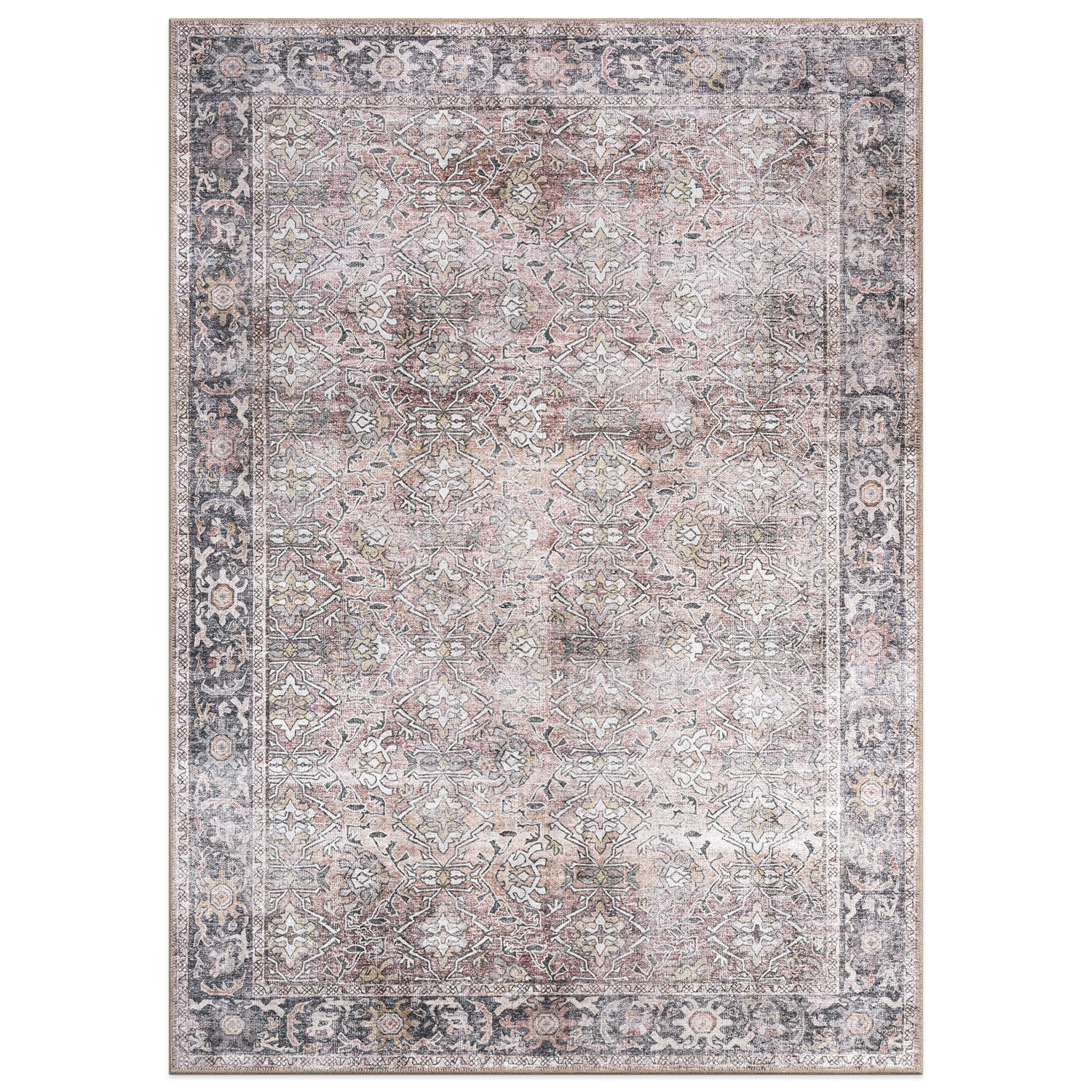 Tapis antidérapant lavable en machine, style vintage, World Rug Gallery