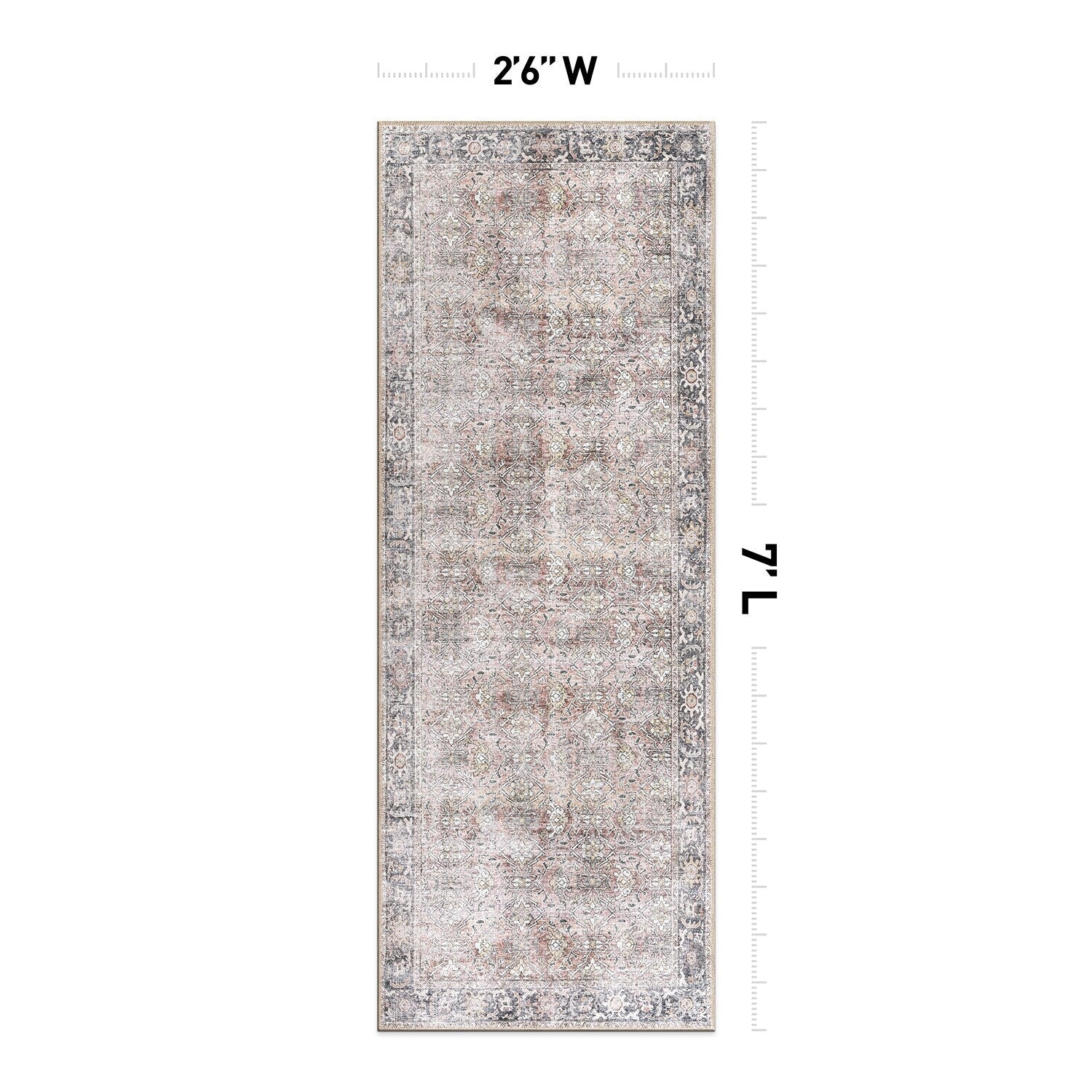 Tapis antidérapant lavable en machine, style vintage, World Rug Gallery