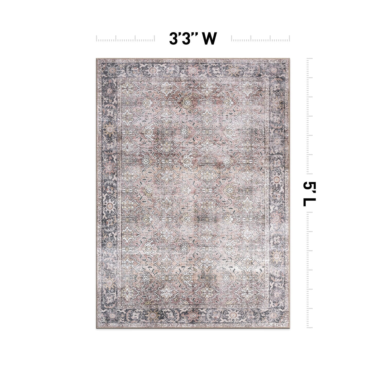 Tapis antidérapant lavable en machine, style vintage, World Rug Gallery
