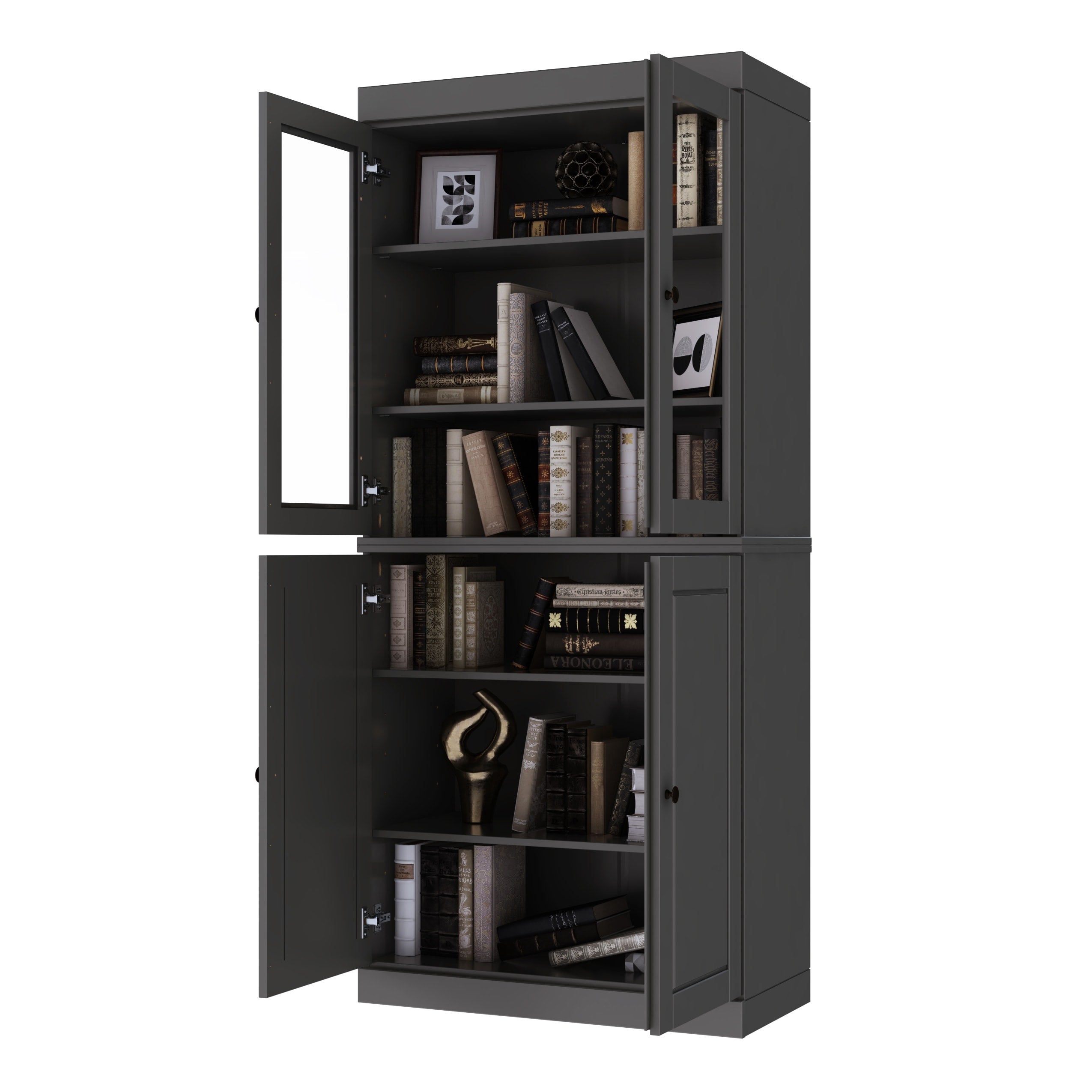 Bibliothèque 100 % bois massif à 6 étagères avec portes en option par Palace Imports