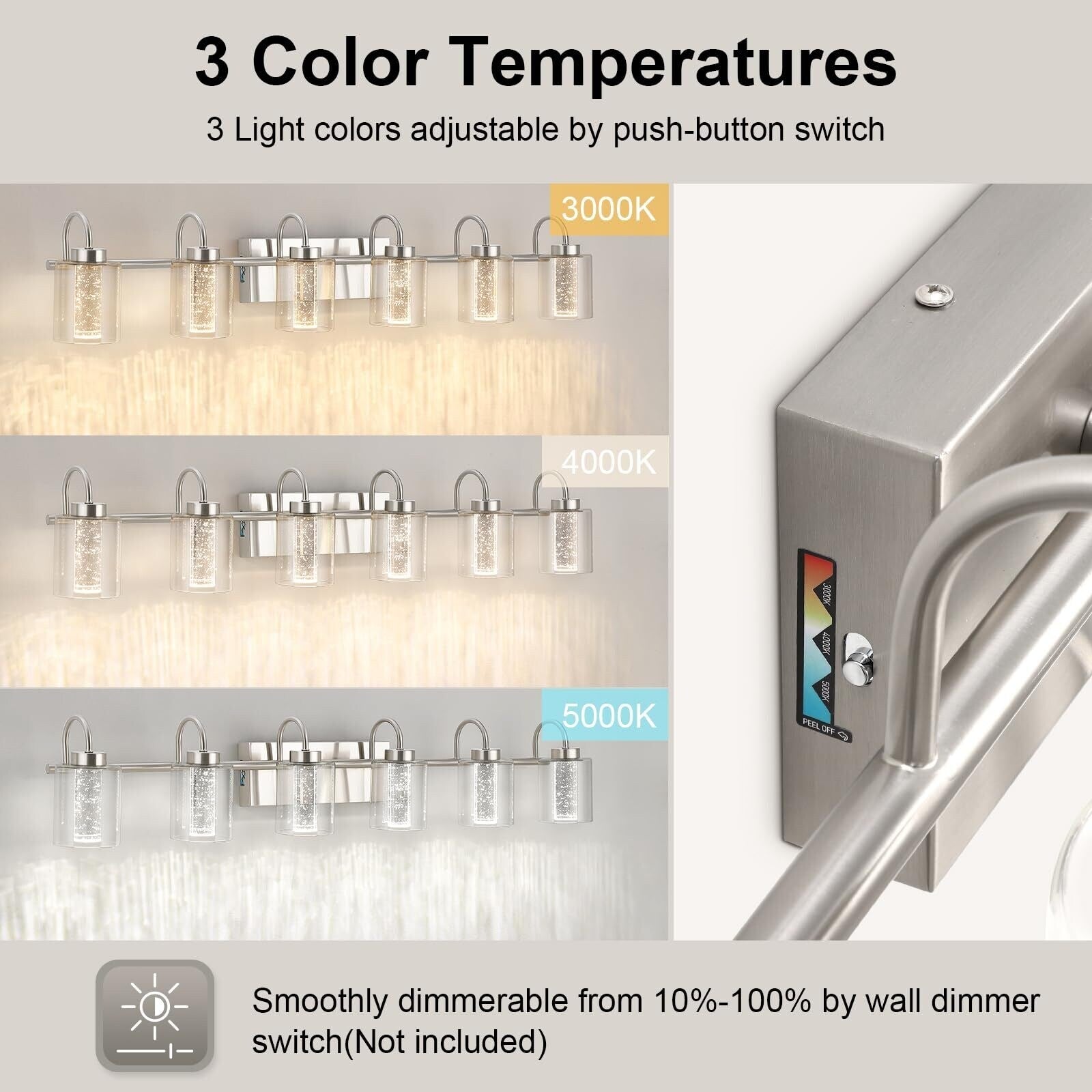Luminaires de salle de bain 3/4/5/6 lumières en nickel brossé