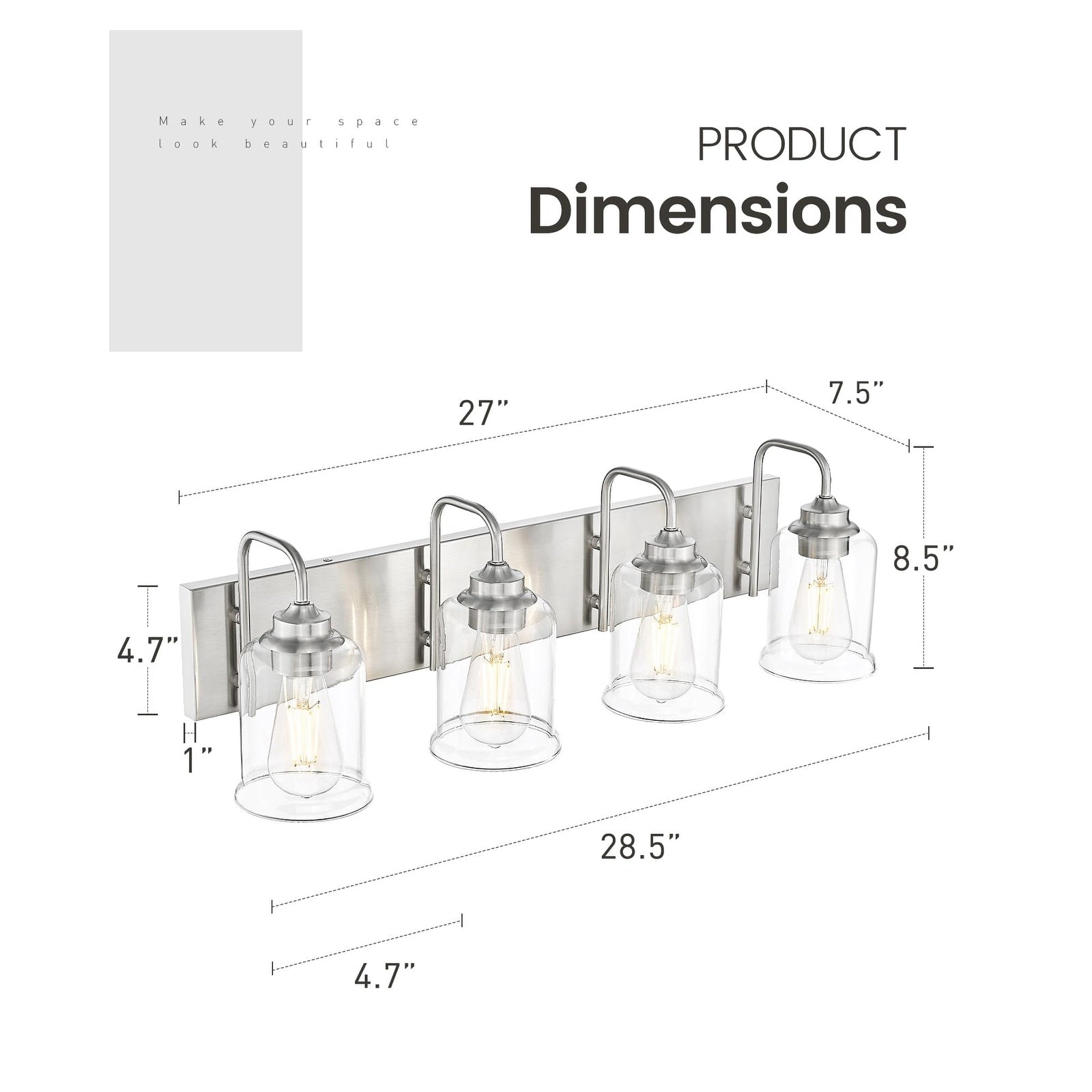 Éclairage de vanité moderne à 3, 4, 5 ou 6 lumières pour miroir de salle de bain