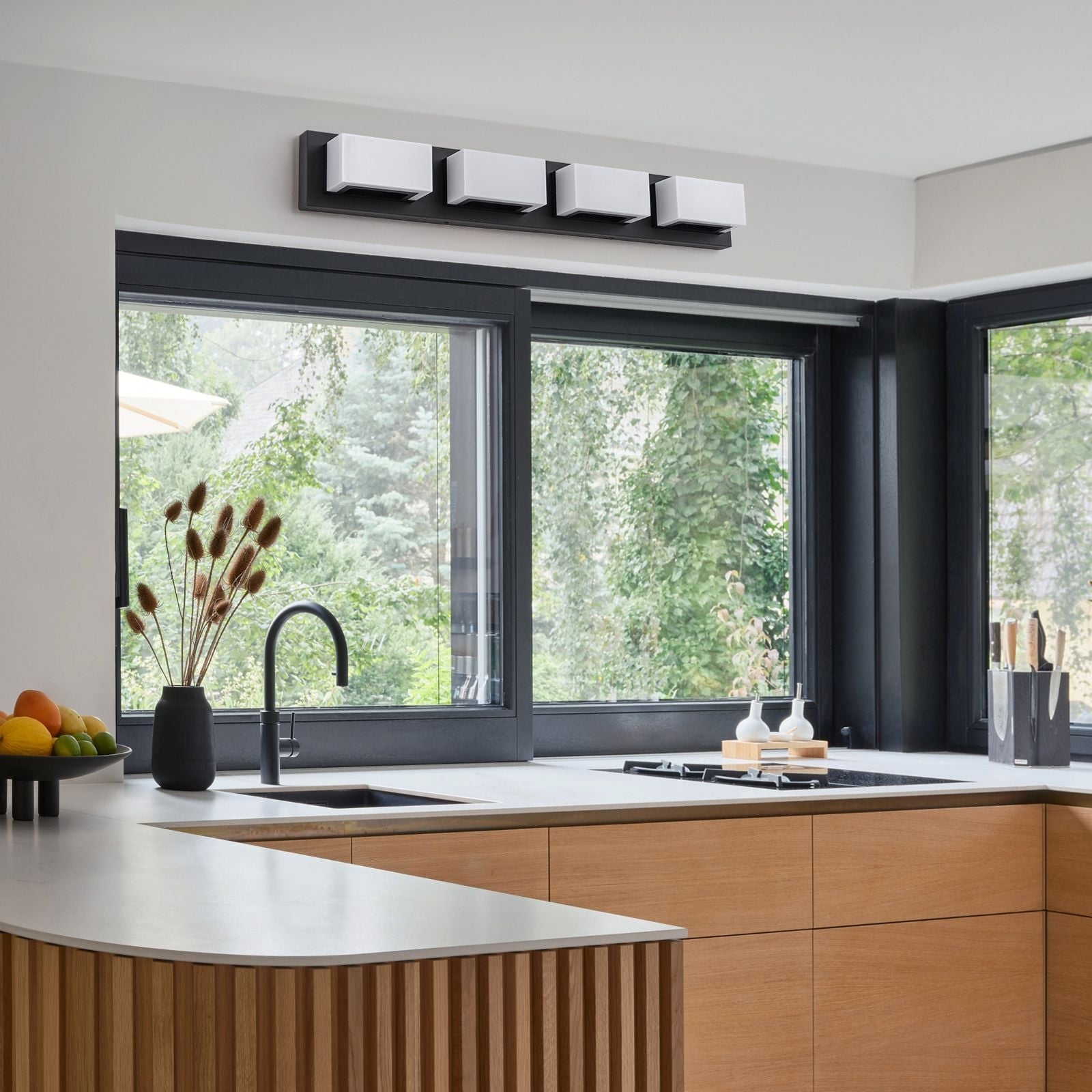 Applique murale LED moderne à intensité variable, 3, 4 ou 5 lampes, noir mat, pour salle de bain