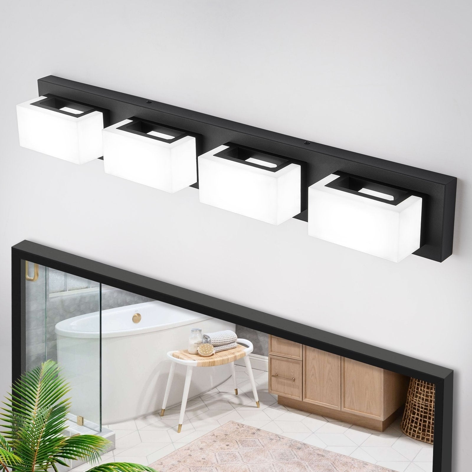 Applique murale LED moderne à intensité variable, 3, 4 ou 5 lampes, noir mat, pour salle de bain