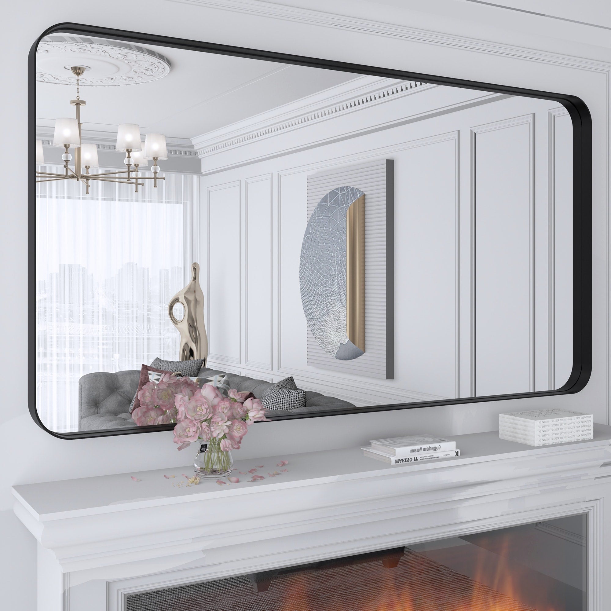 Miroir de salle de bain mural encadré