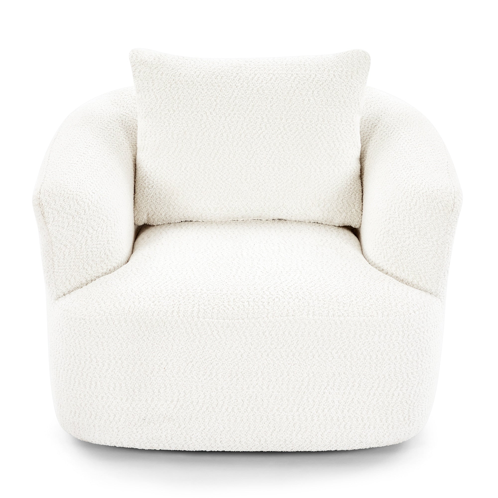 Fauteuil pivotant à 360°, fauteuil d'appoint Boucle 38,2 avec coussin décoratif, fauteuil tonneau rembourré avec accoudoirs incurvés