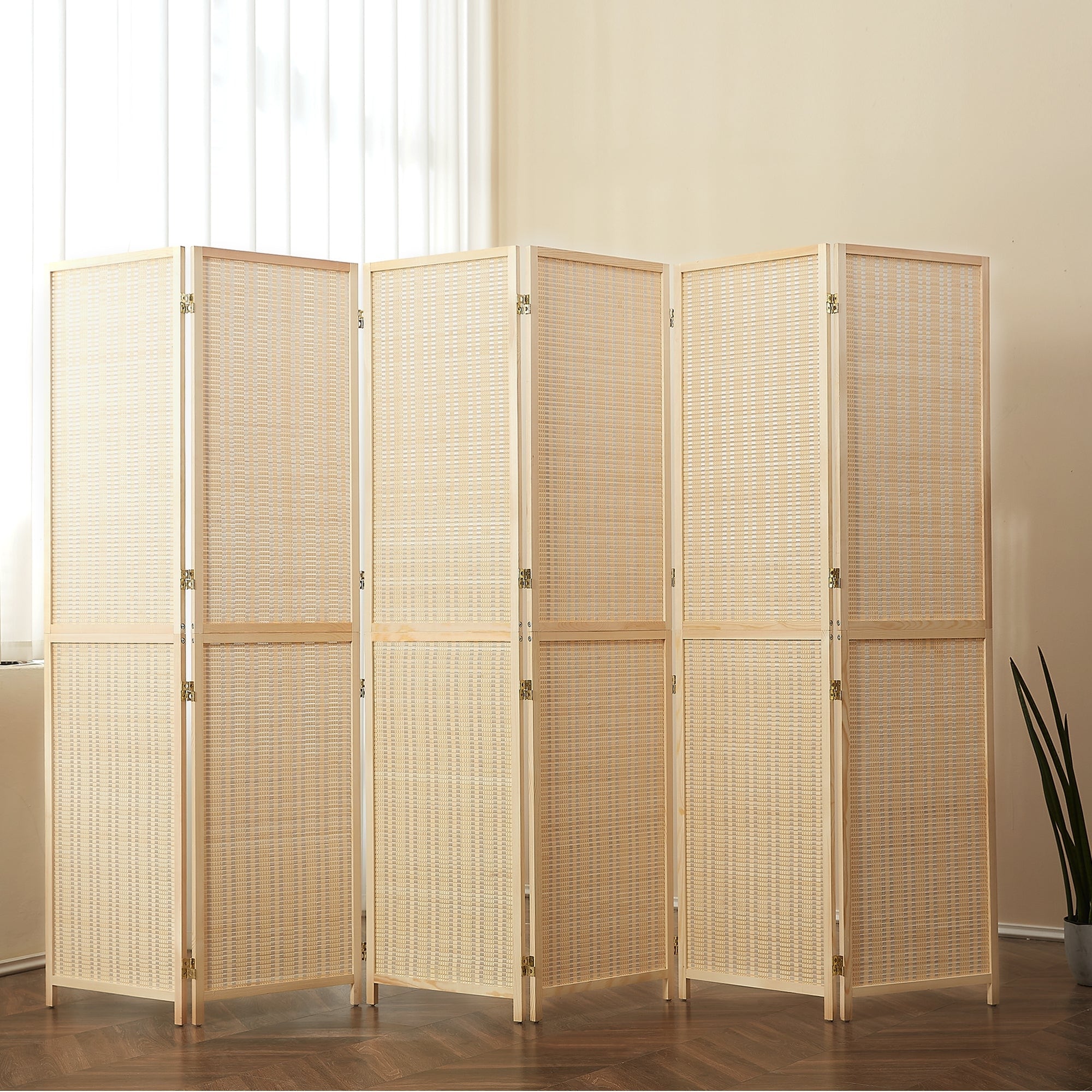 Paravent en bambou 4/6 panneaux, 1,8 m, amovible, pour séparation de pièce, écran de confidentialité pliable
