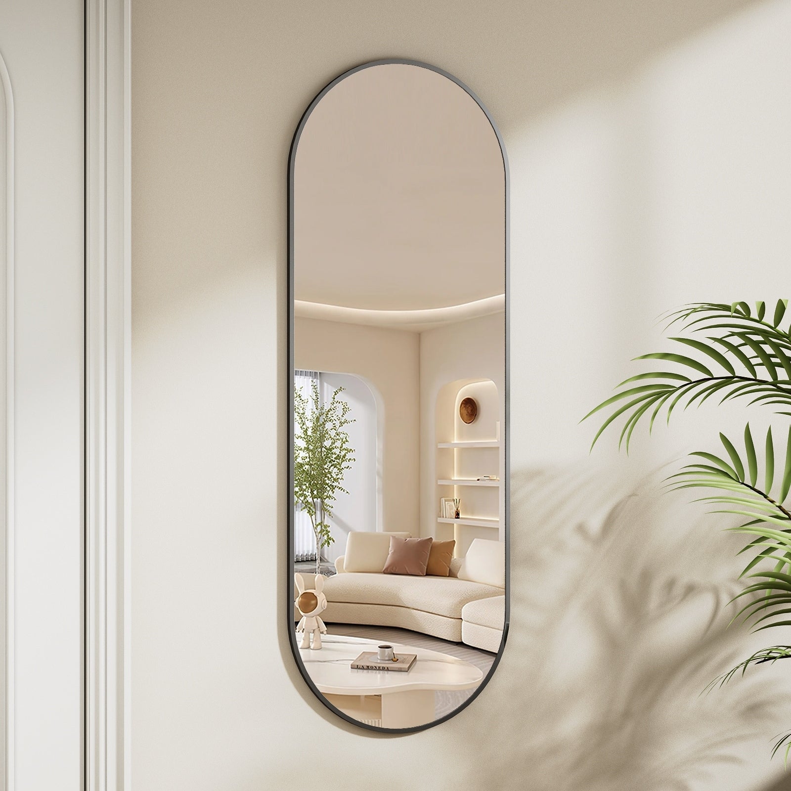 Miroir mural suspendu pleine longueur 48 x 16 avec sangle en cuir