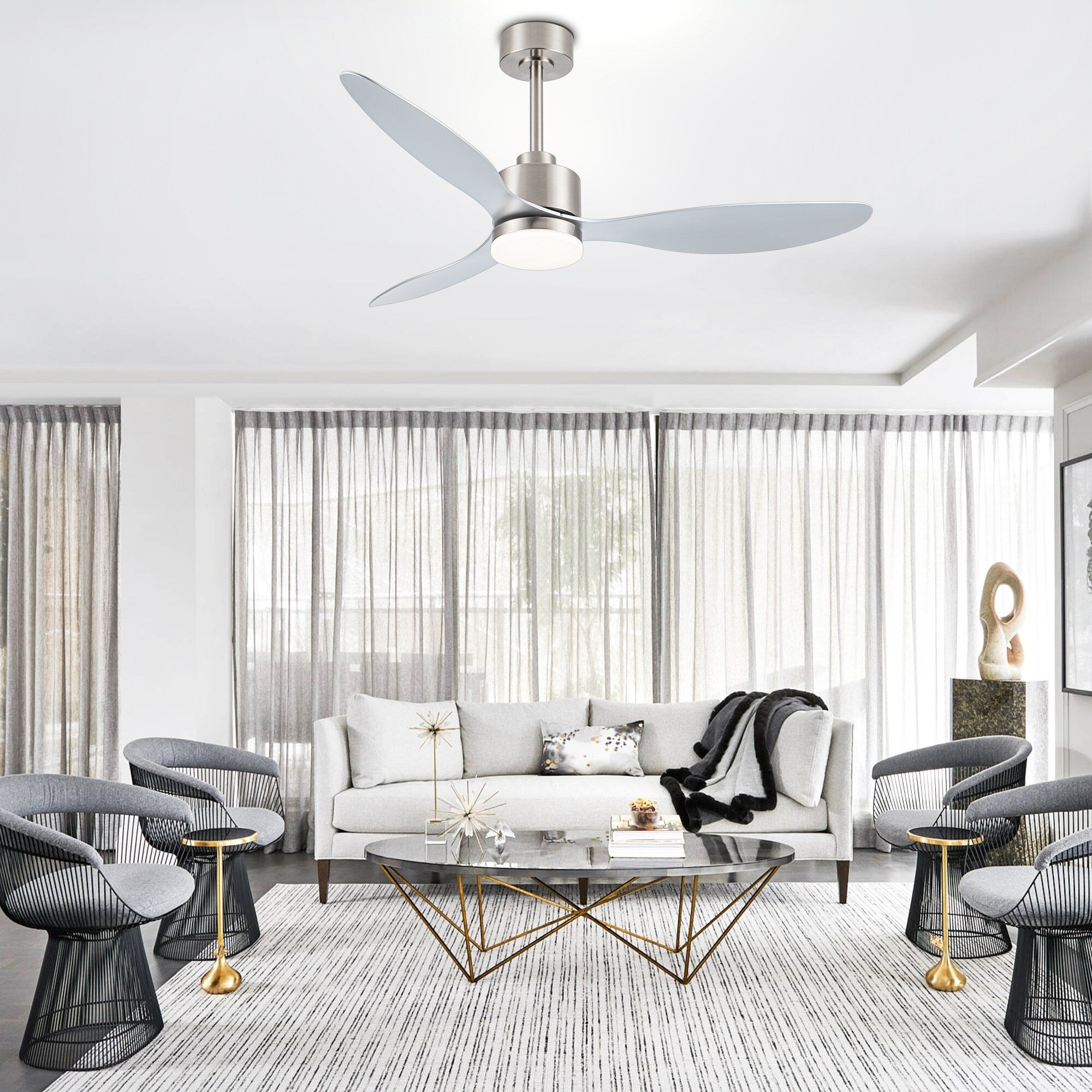 Ventilateur de plafond à DEL de 52 pouces avec télécommande (3 pales)