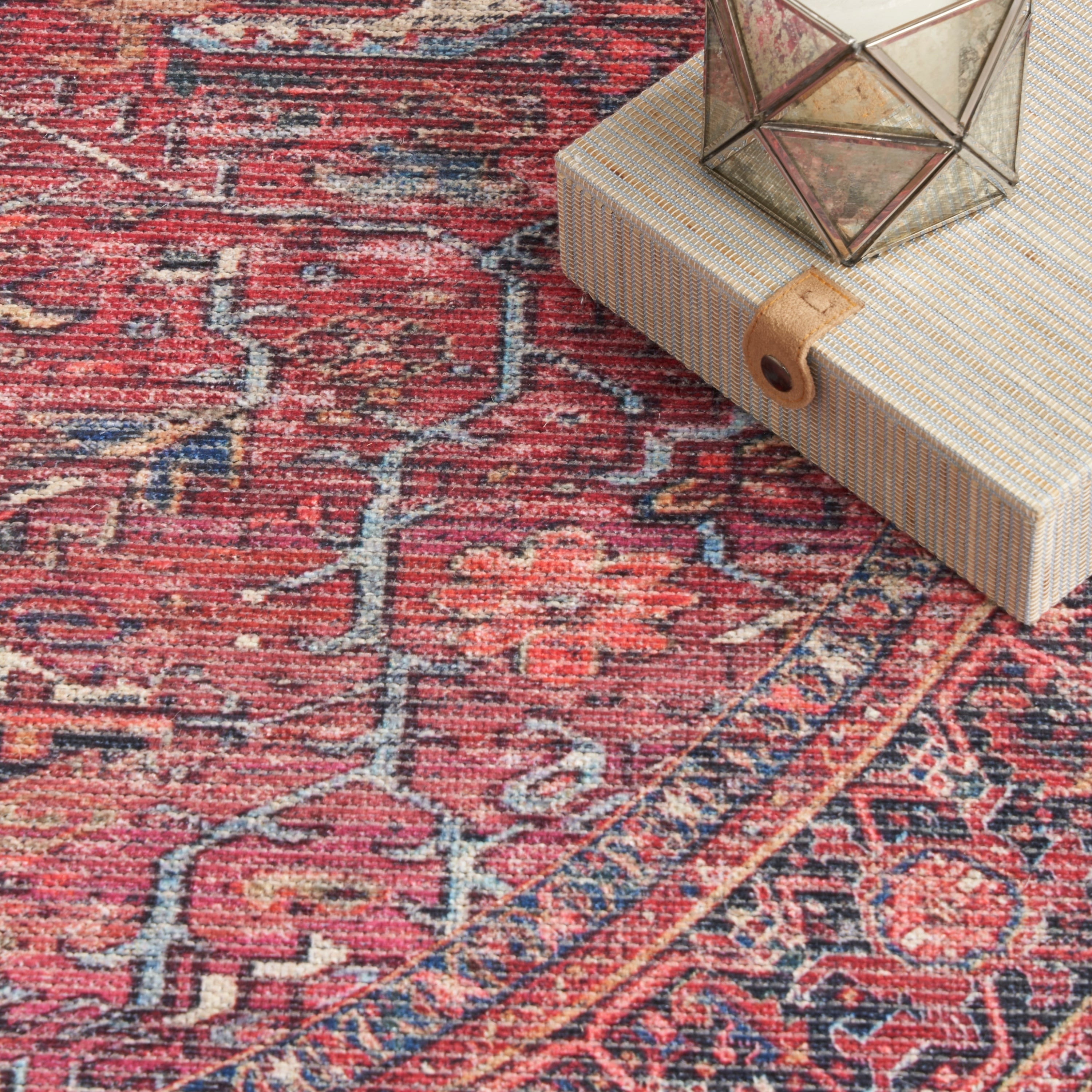 Tapis lavable en machine à motif floral persan vintage New Concept Washables