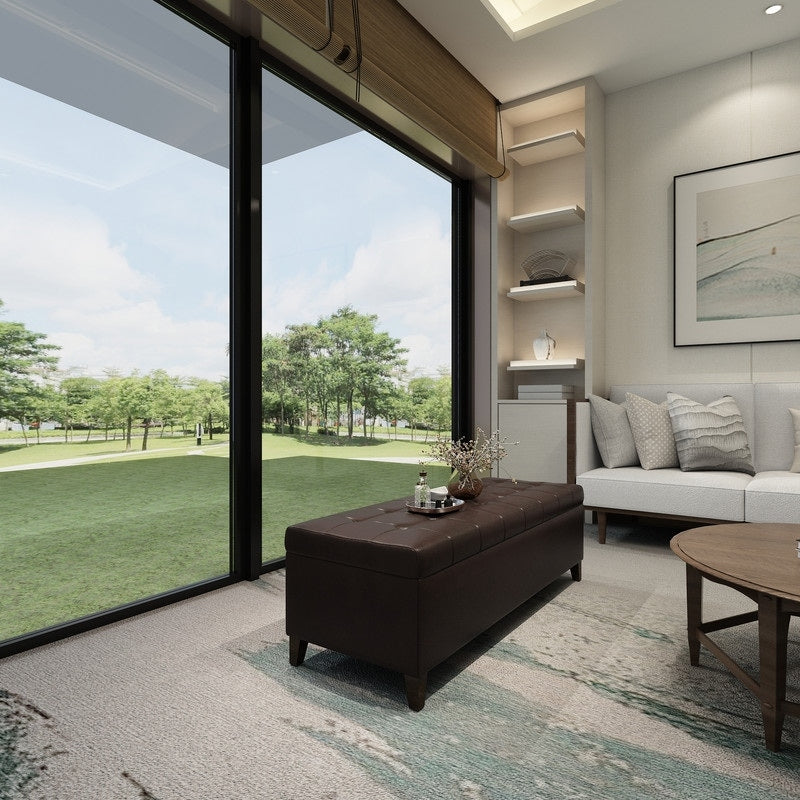 Banc ottoman de rangement en cuir reconstitué Adeco 50