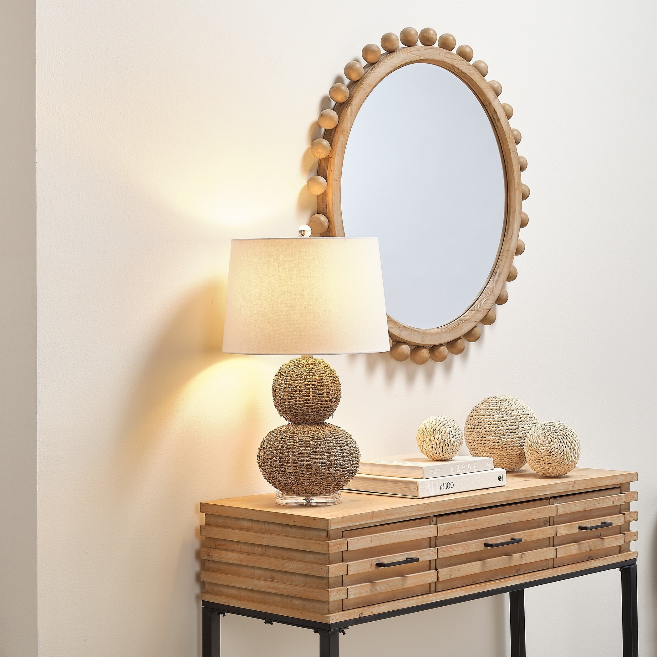 Miroir rond en bois Alden Décor Orion, naturel