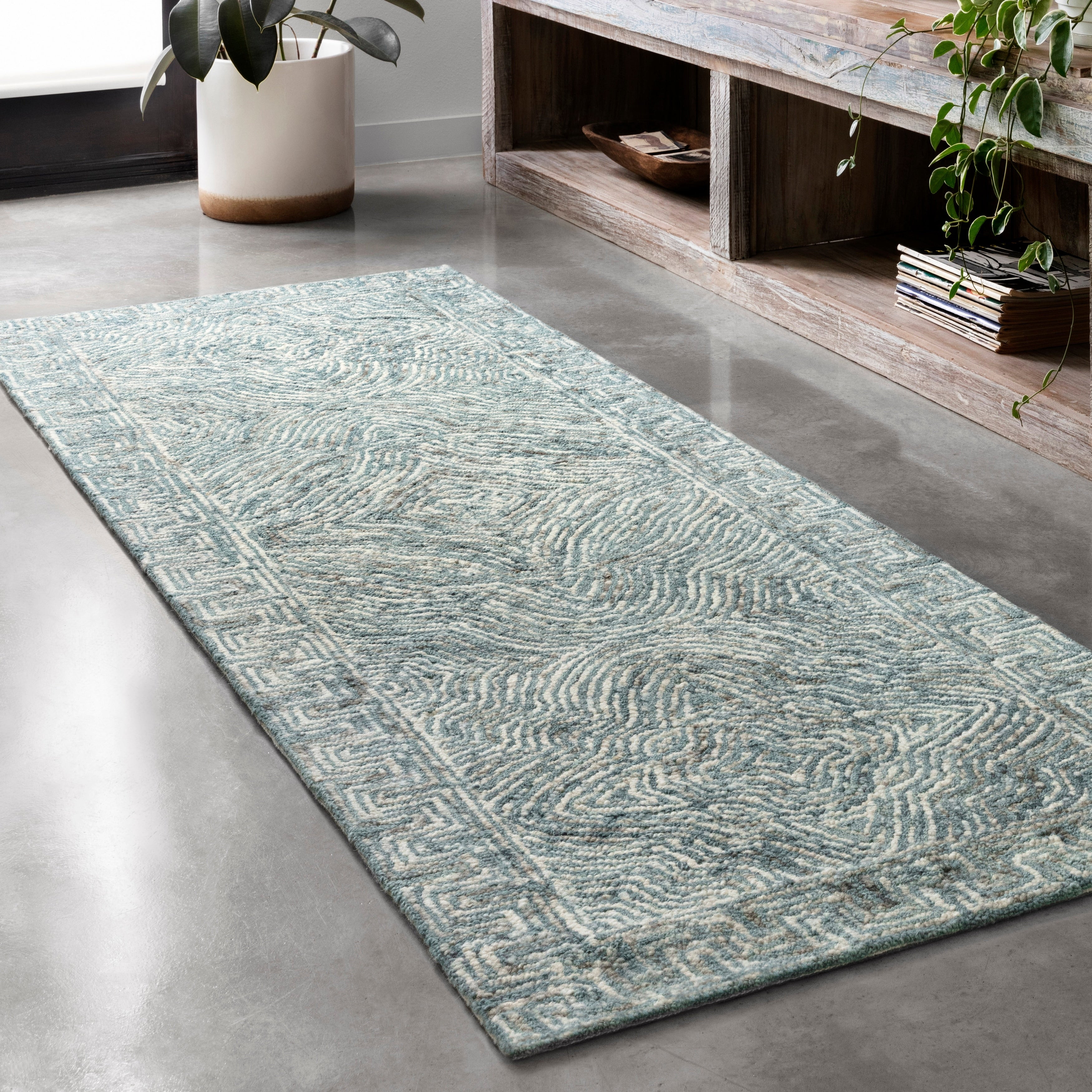 Tapis contemporain touffeté à la main en laine denim Aspen d'Alexander Home