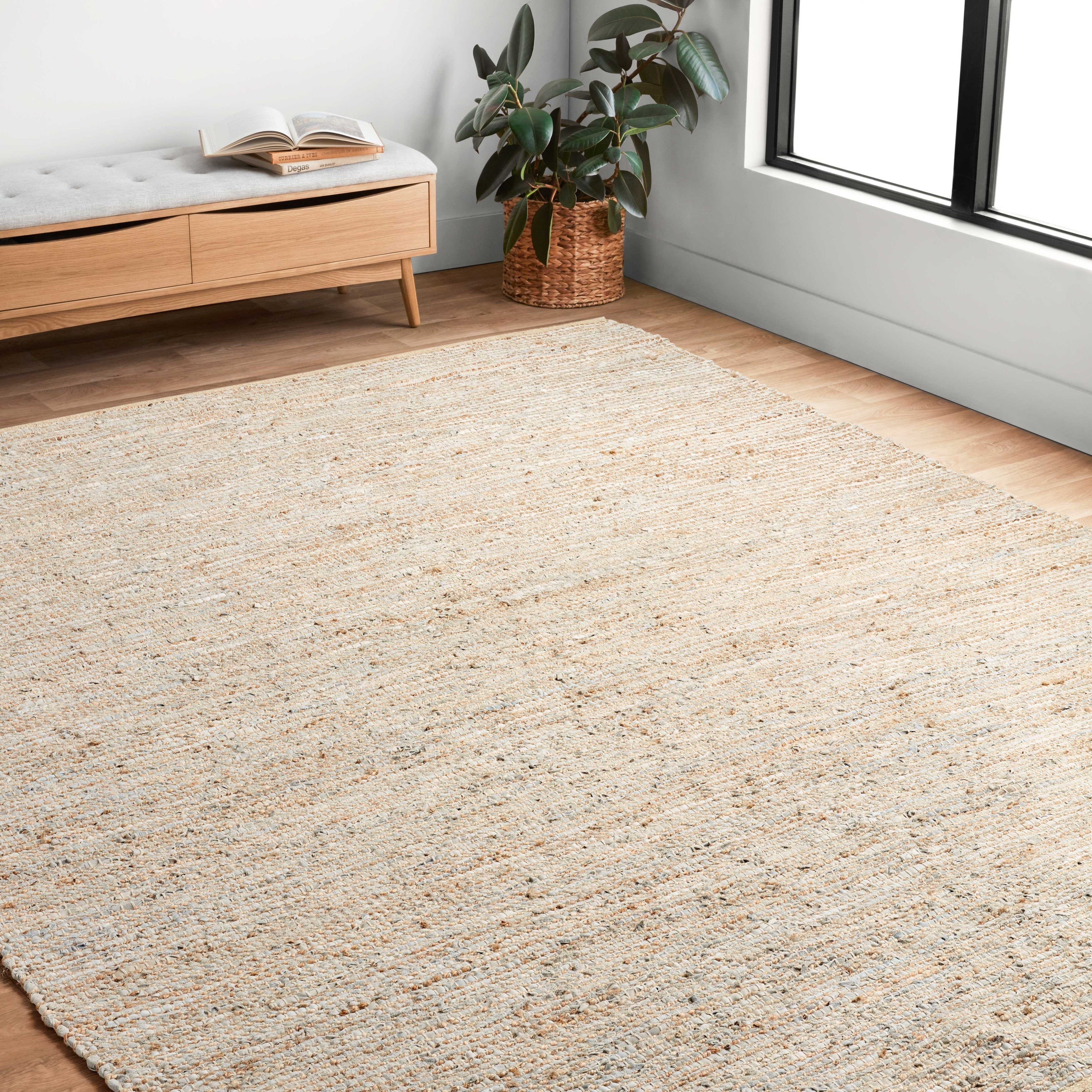 Tapis tissé à la main en jute et cuir de style ferme Alexander Home