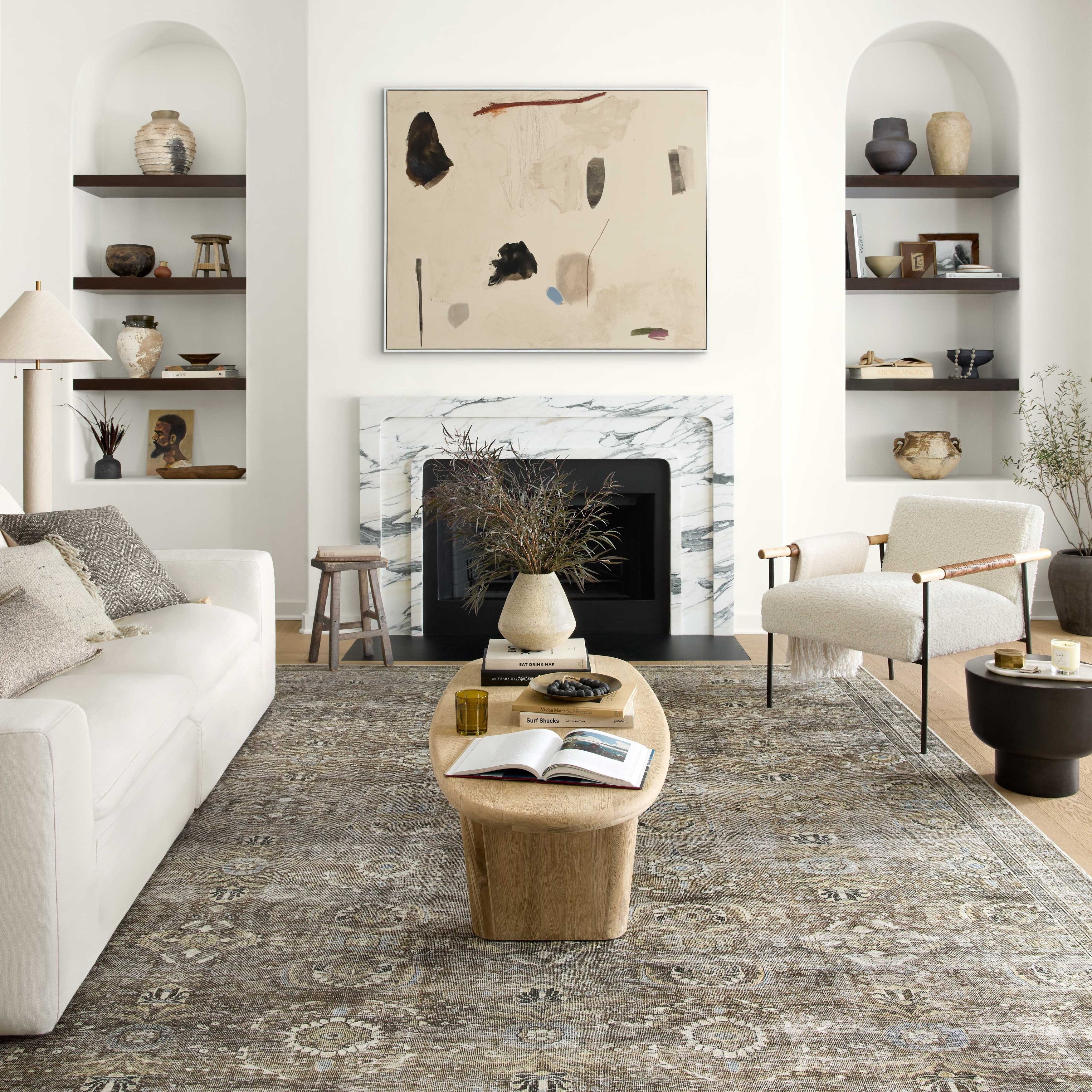 Tapis imprimé vintage vieilli Isabelle d'Alexander Home, style shabby chic