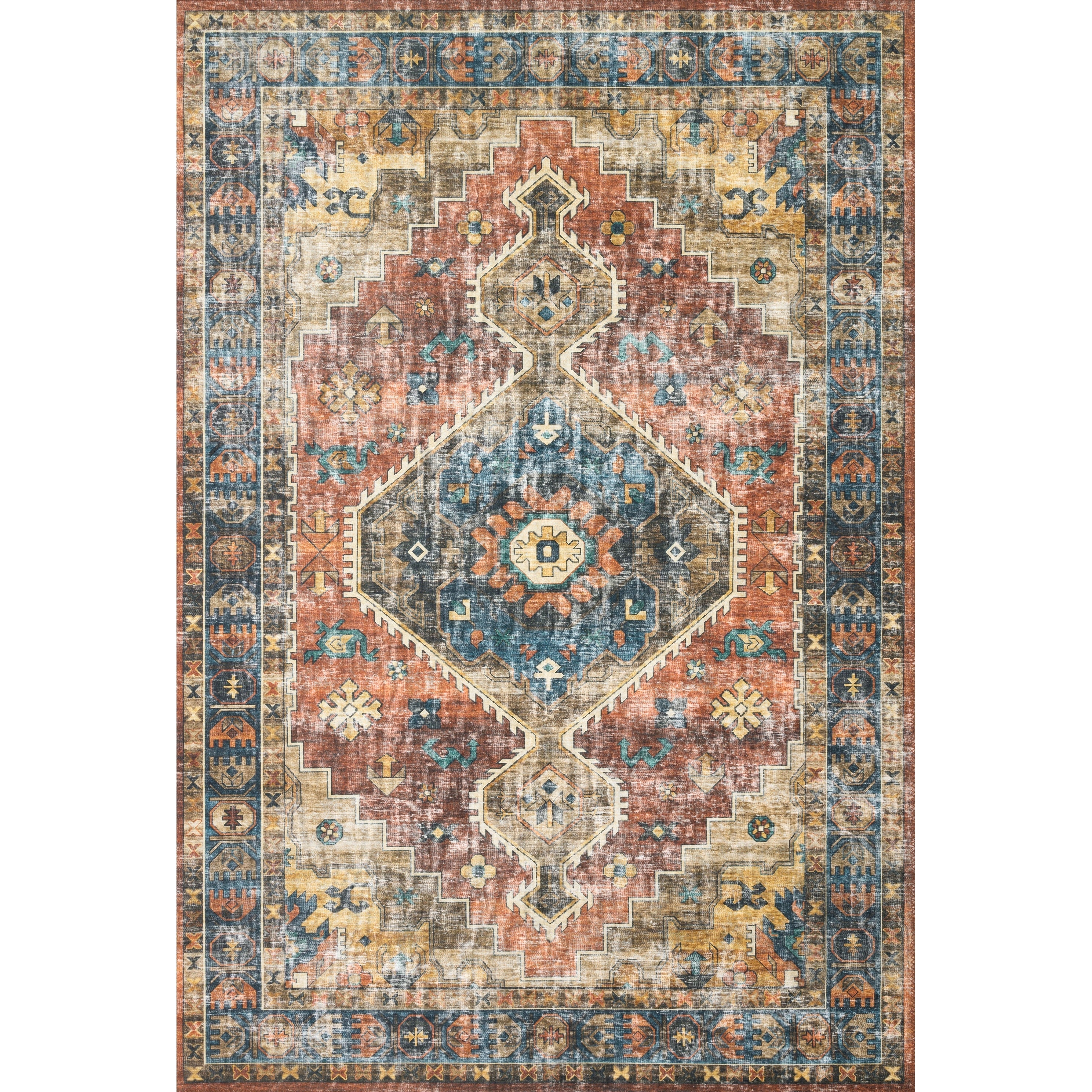 Tapis à imprimé vintage aztèque de transition Leanne d'Alexander Home