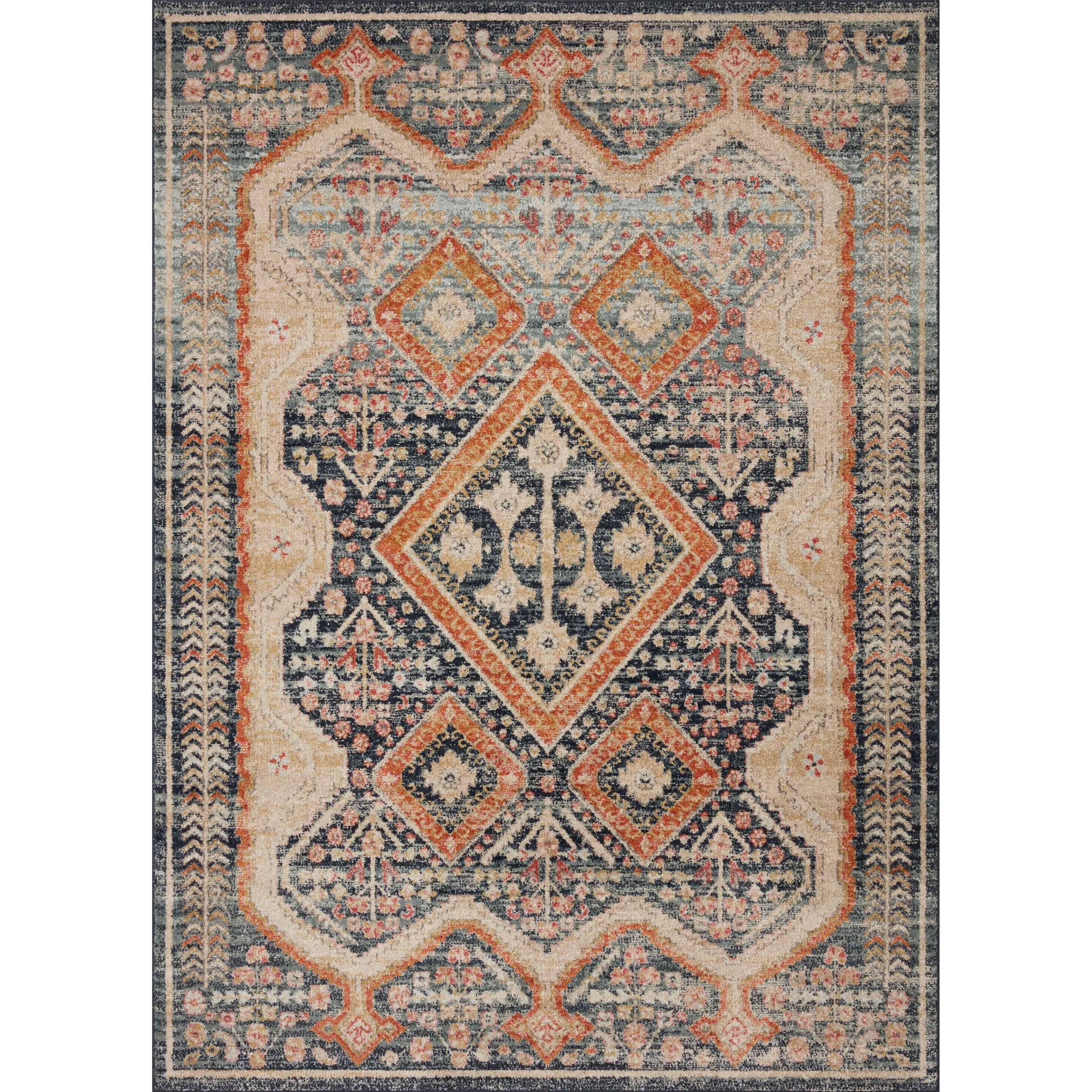 Tapis décoratif de luxe Alexander Home, effet vieilli et orné