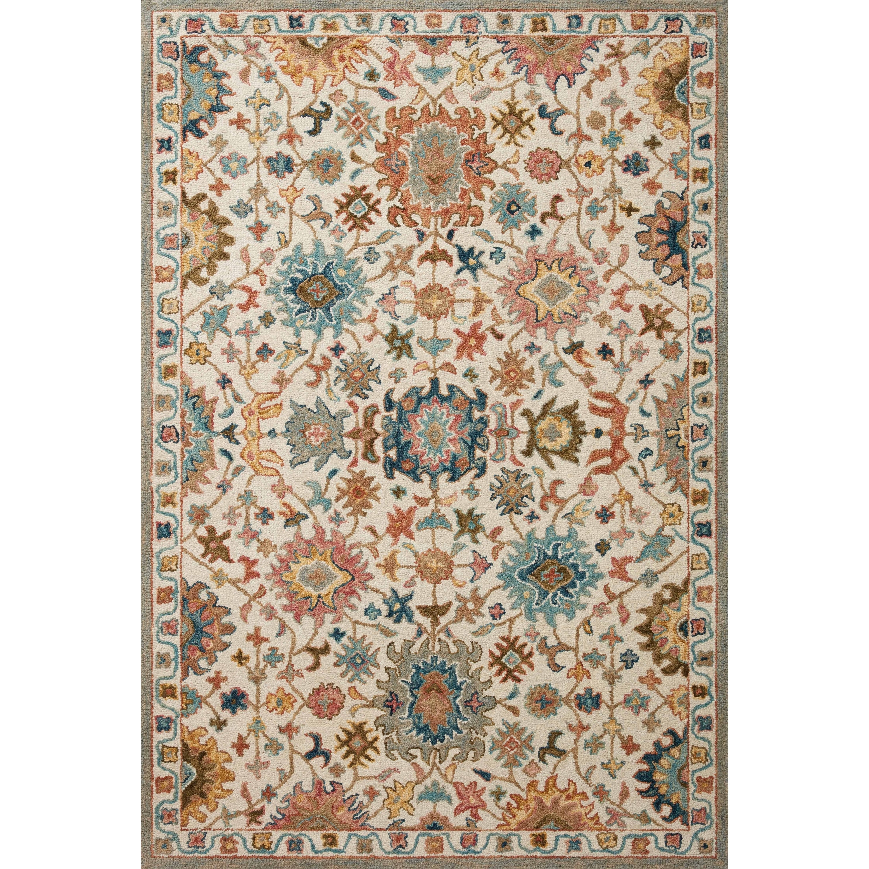 Tapis floral Alexander Home Megan crocheté à la main 100 % laine