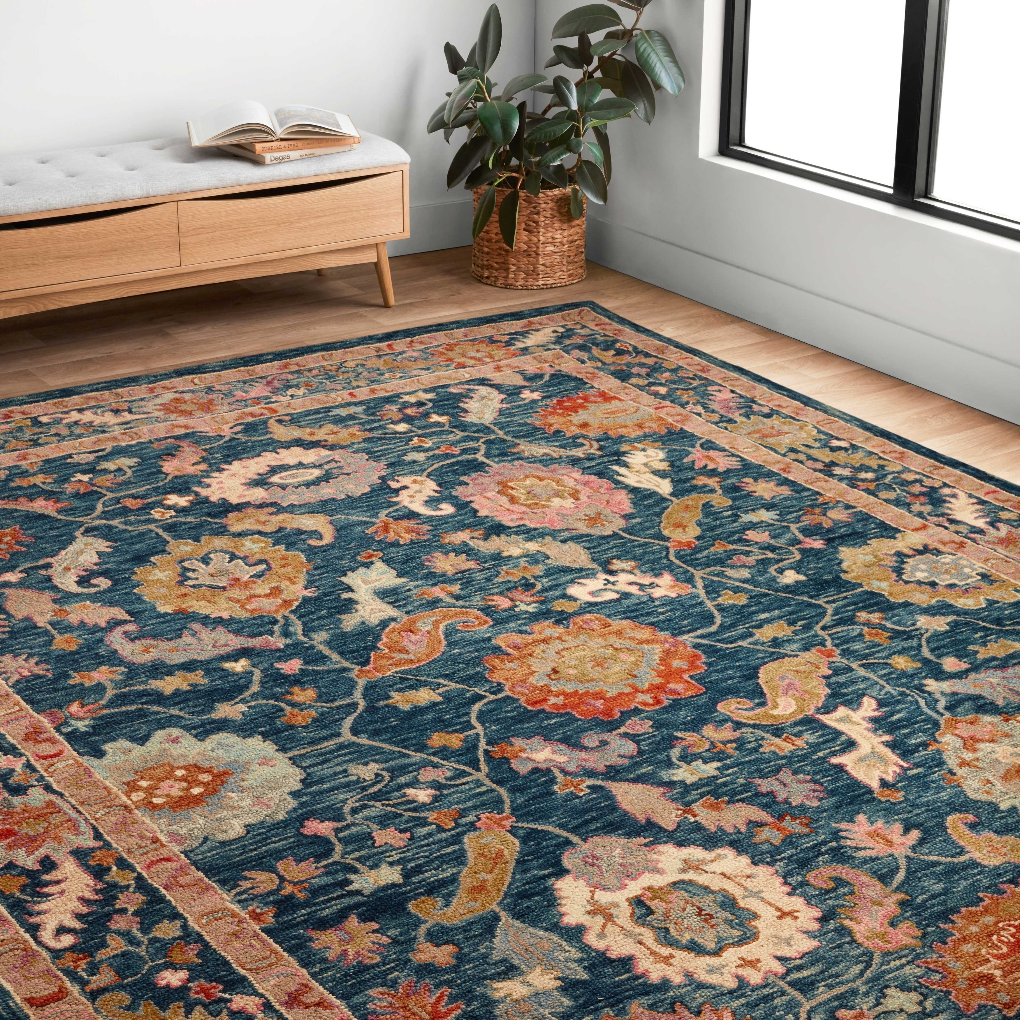 Tapis floral Alexander Home Megan crocheté à la main 100 % laine