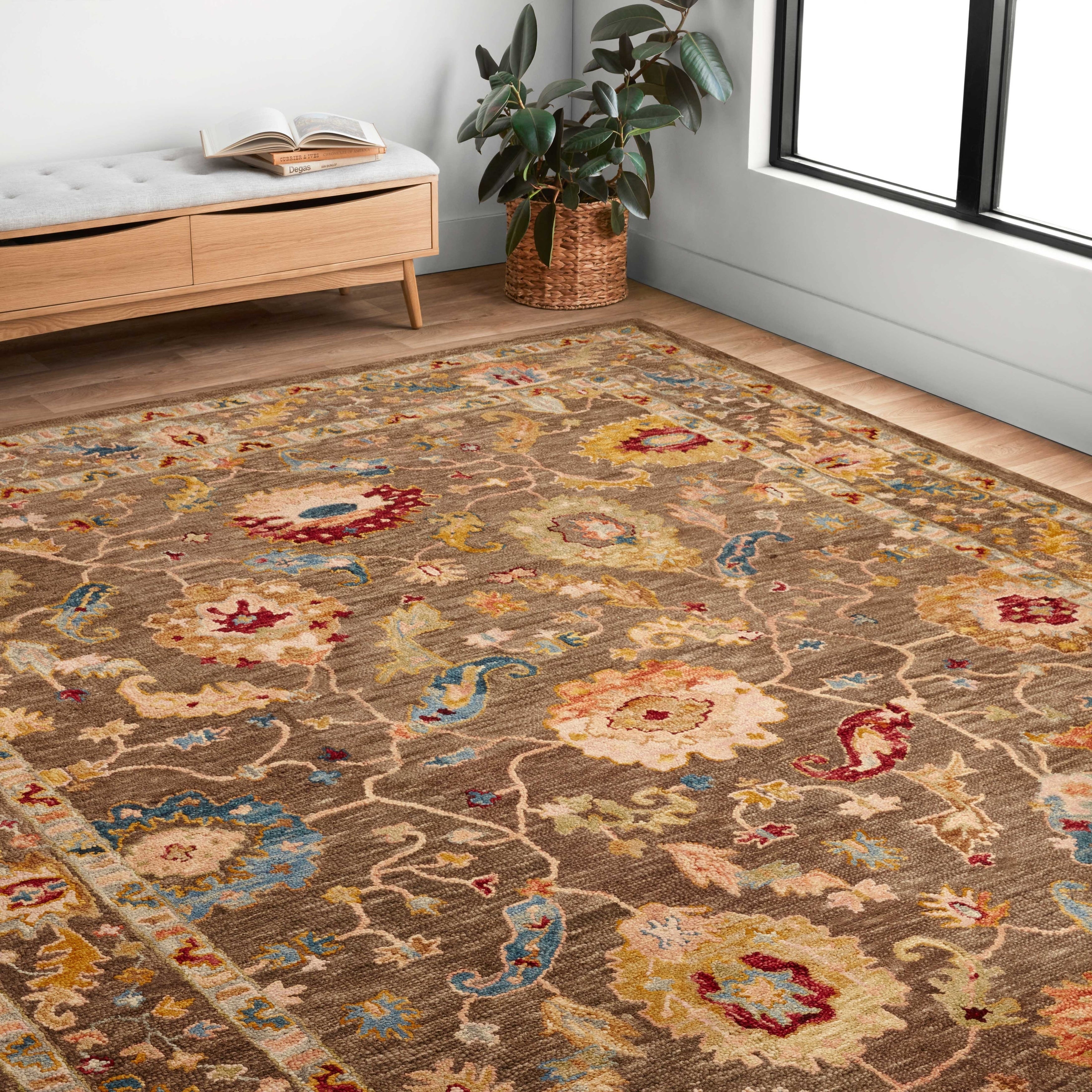 Tapis floral Alexander Home Megan crocheté à la main 100 % laine