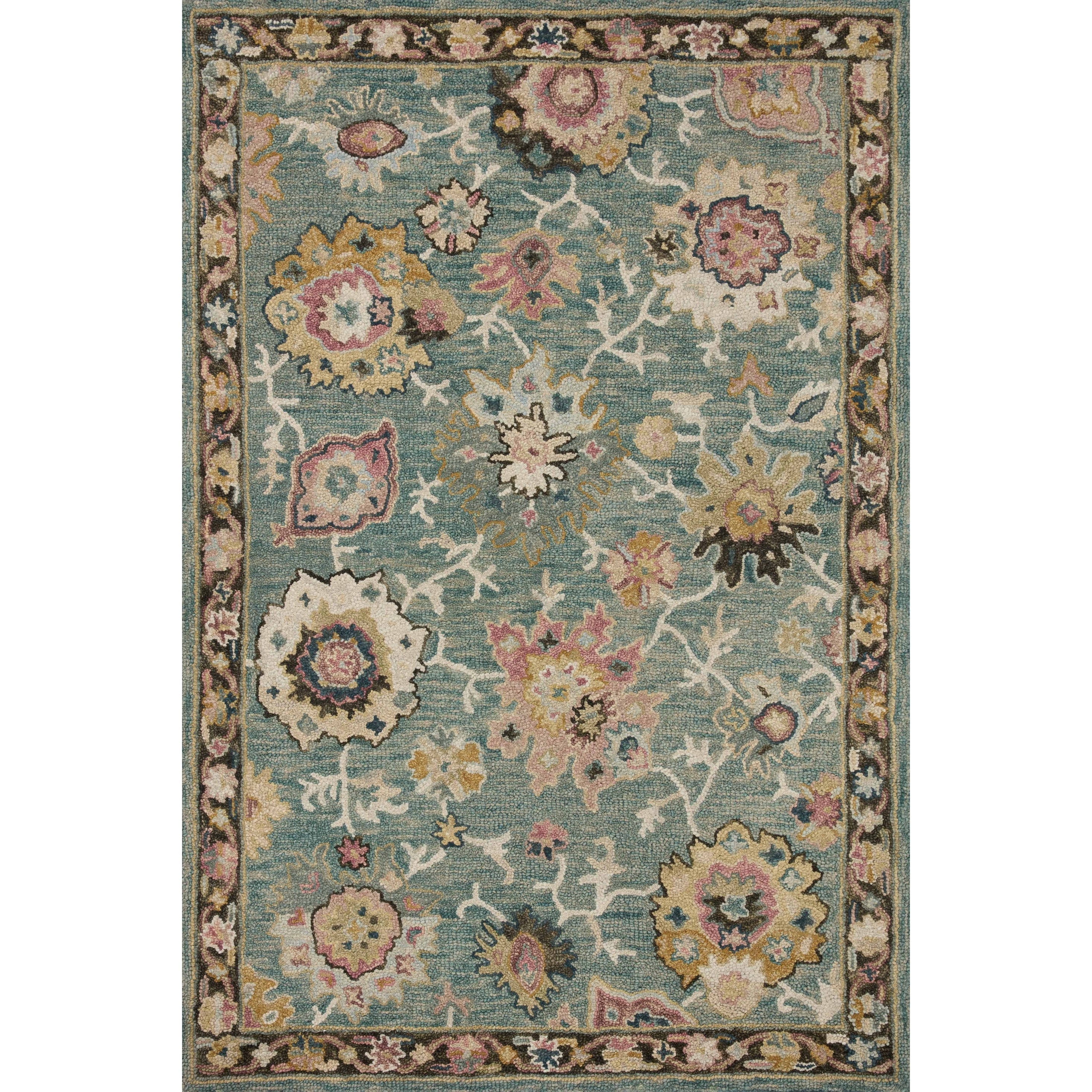 Tapis floral Alexander Home Megan crocheté à la main 100 % laine