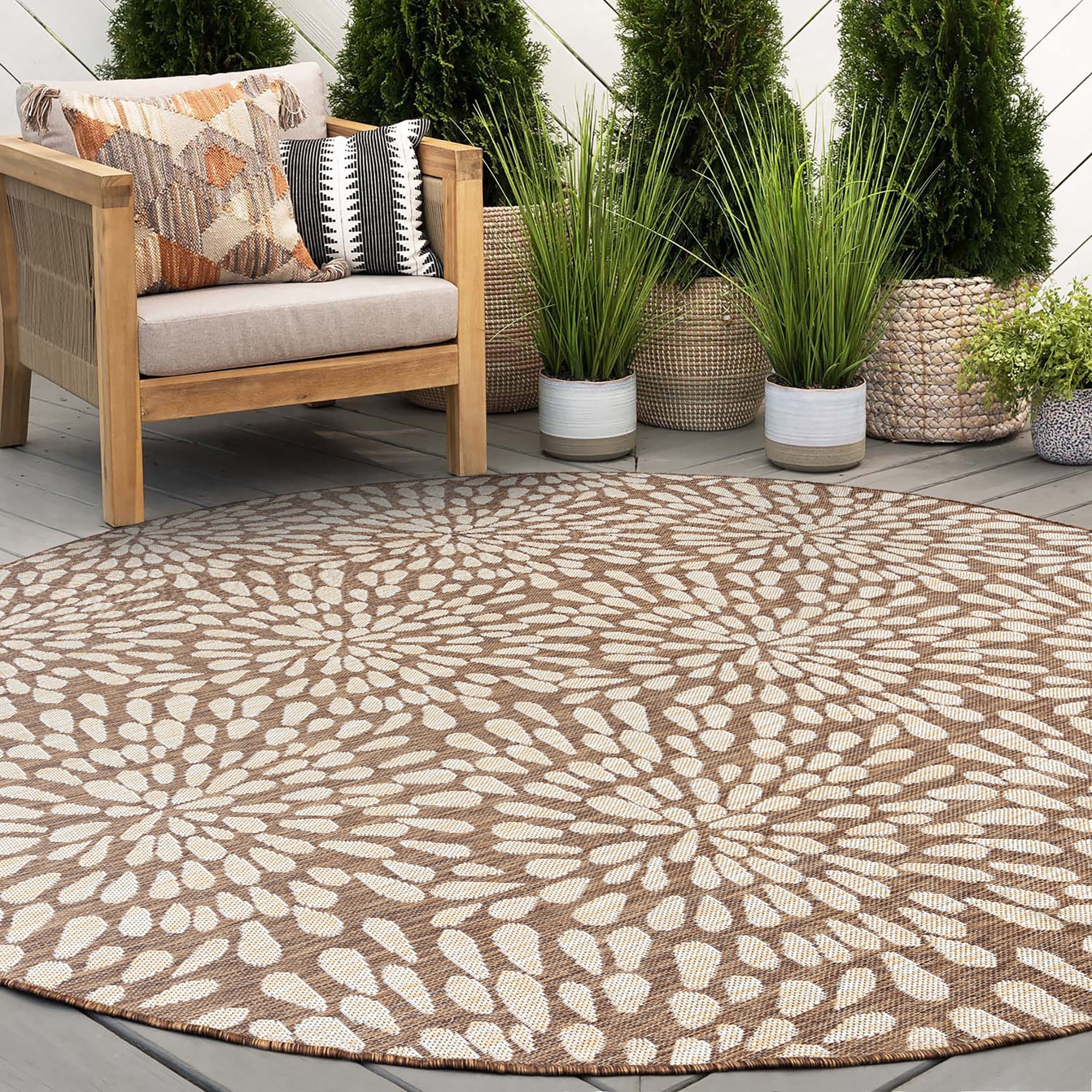 Tapis d'intérieur/extérieur à motif floral côtier Exo