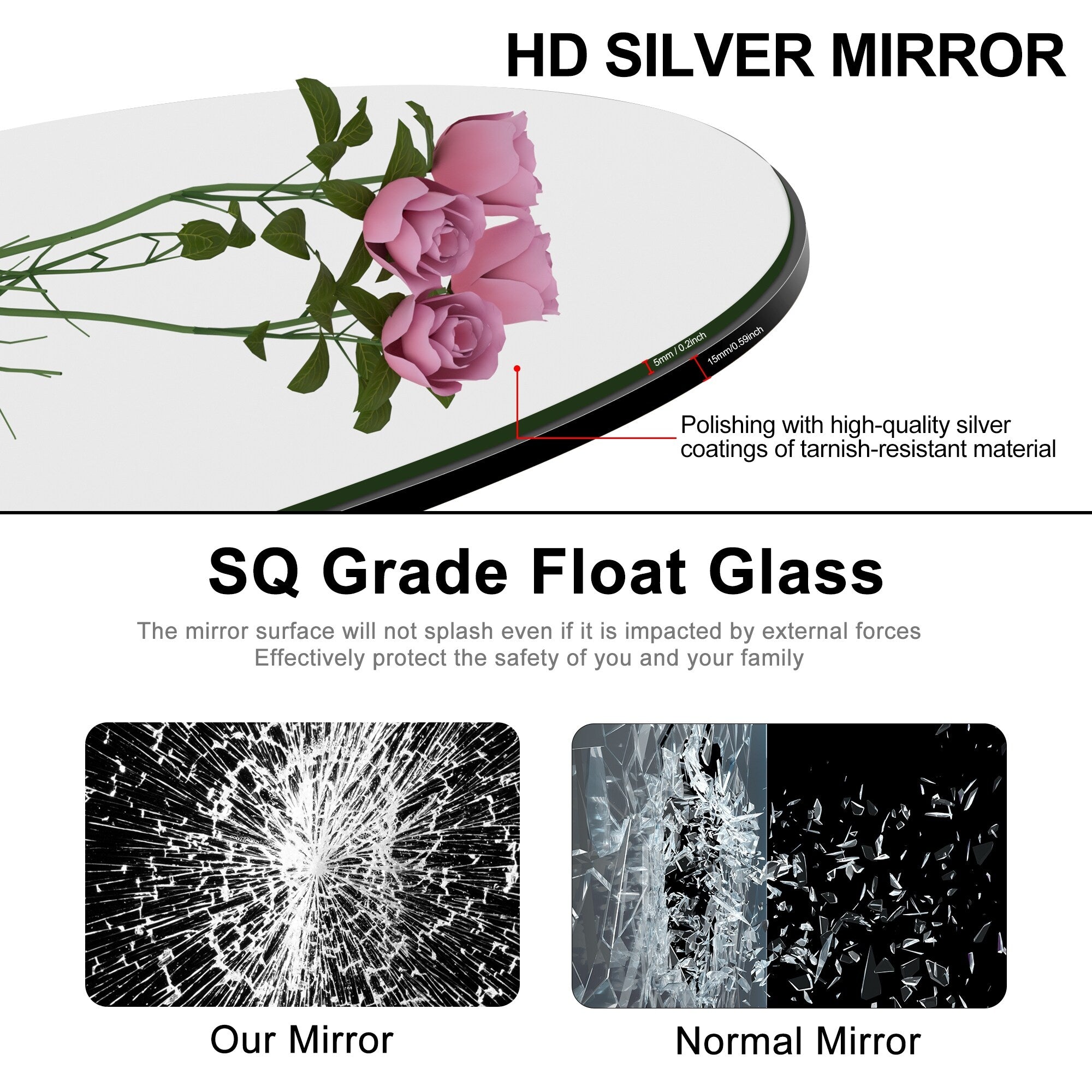 Miroir de sol en bois arqué pleine longueur, miroir mural