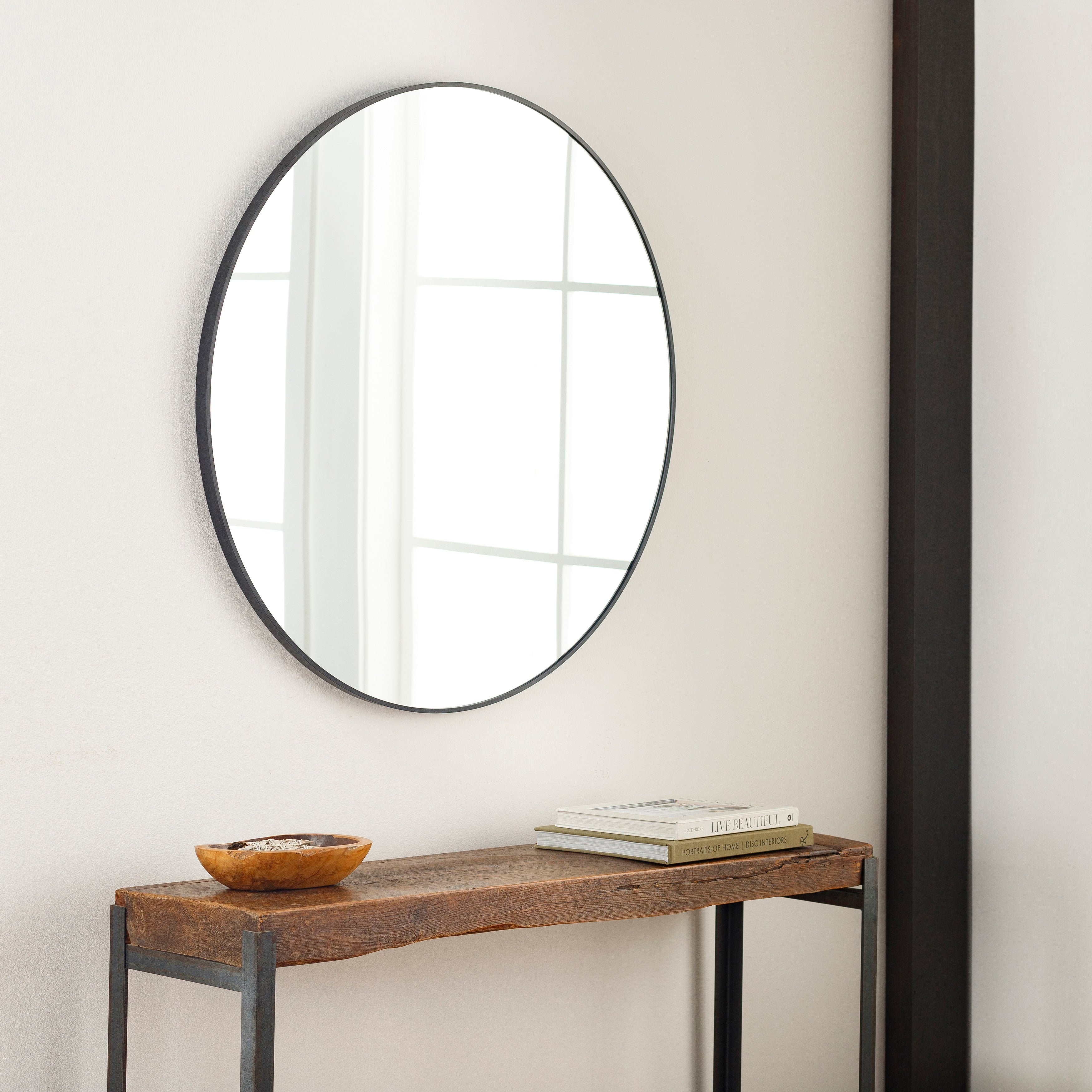 Miroir d'appoint rond en aluminium moderne Livabliss Aranya